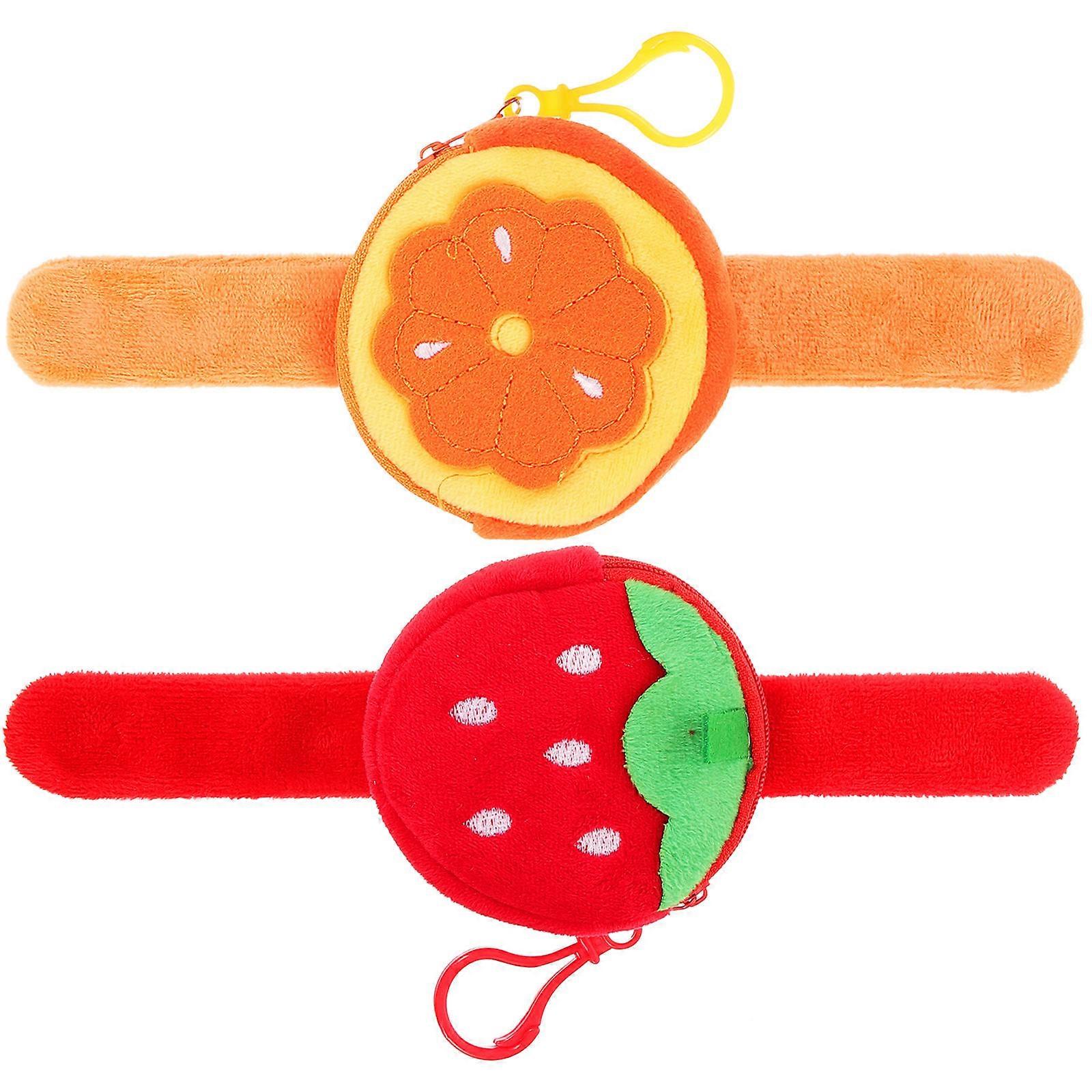 Kids Wristbands Fruit Slap Bracelets Party Game Activities Assorted Color Plush Material Decorative 2Pcs