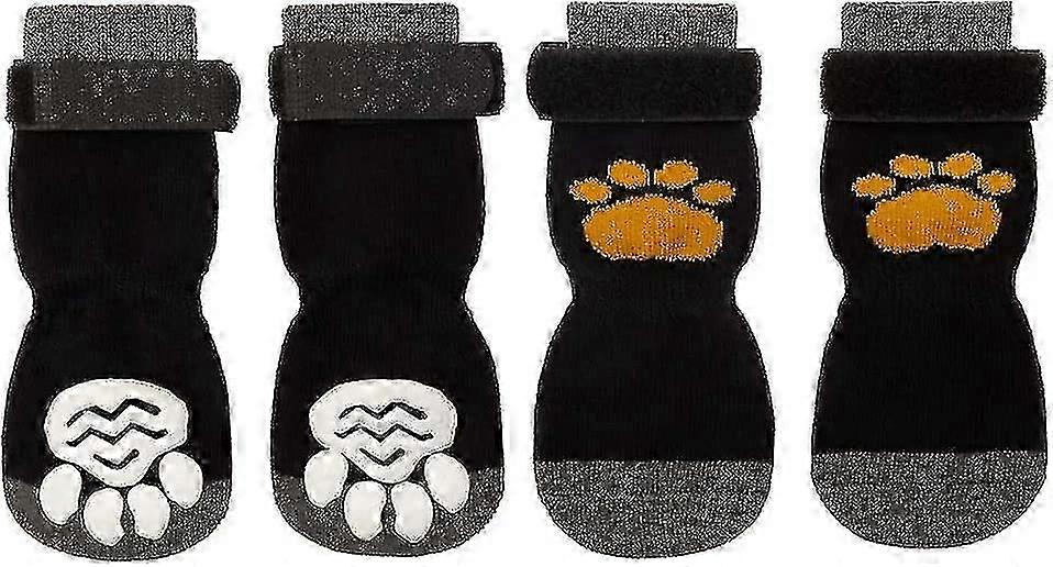 Anti-Slip Dog Socks with Strap: 2 Pairs of Soft, Adjustable Paw Protection Socks with Traction Control for Dogs