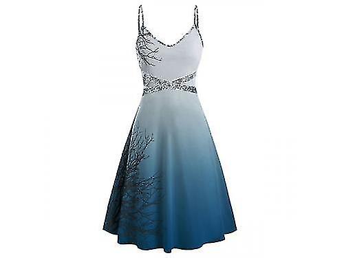 Sequin Patchwork Dark Tree Print Dress