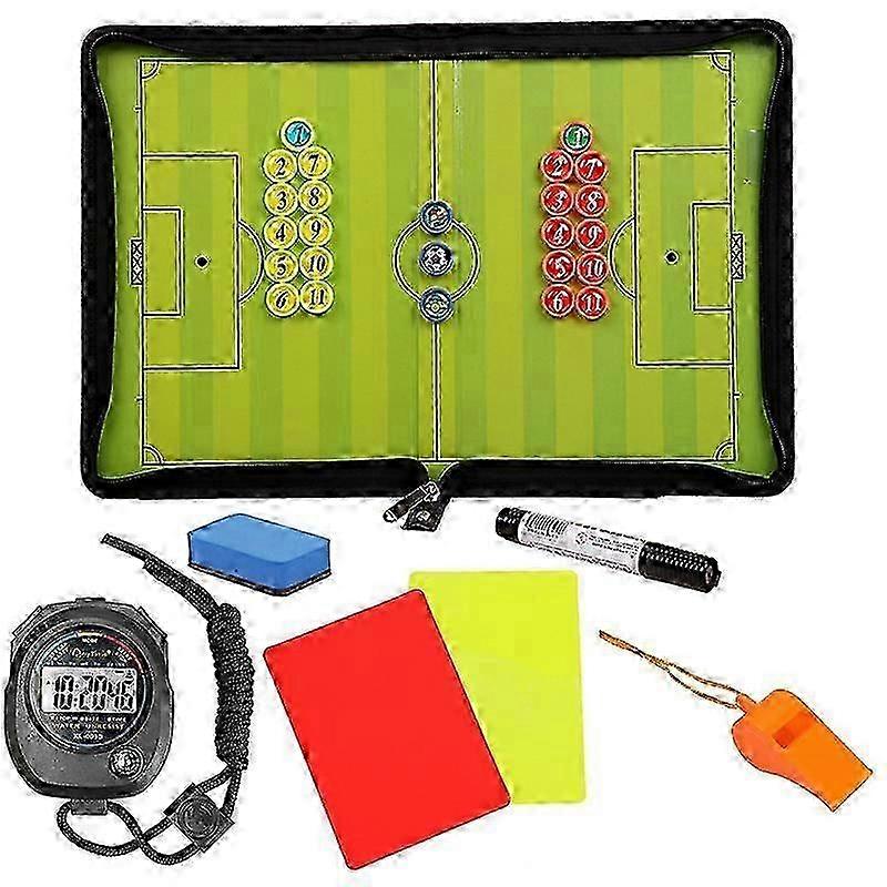 Magnetic Football Coaching Board and Soccer Tactics Folder with Zipper Bag and 25 Magnets