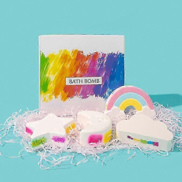 Colorful Shaped Bath Bomb Set - 4 Unique Designs (Rainbow, Star, Moon, Cloud), Fun & Fizzy Spa Treats for Relaxing Bath Time