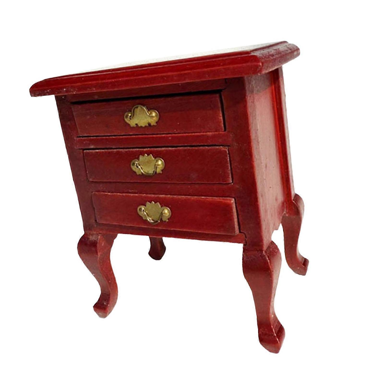 Cabriole Leg Dollhouses Bedside Table With Working Drawer Handcrafted Wooden 1/12 Scale Furniture Multicolor