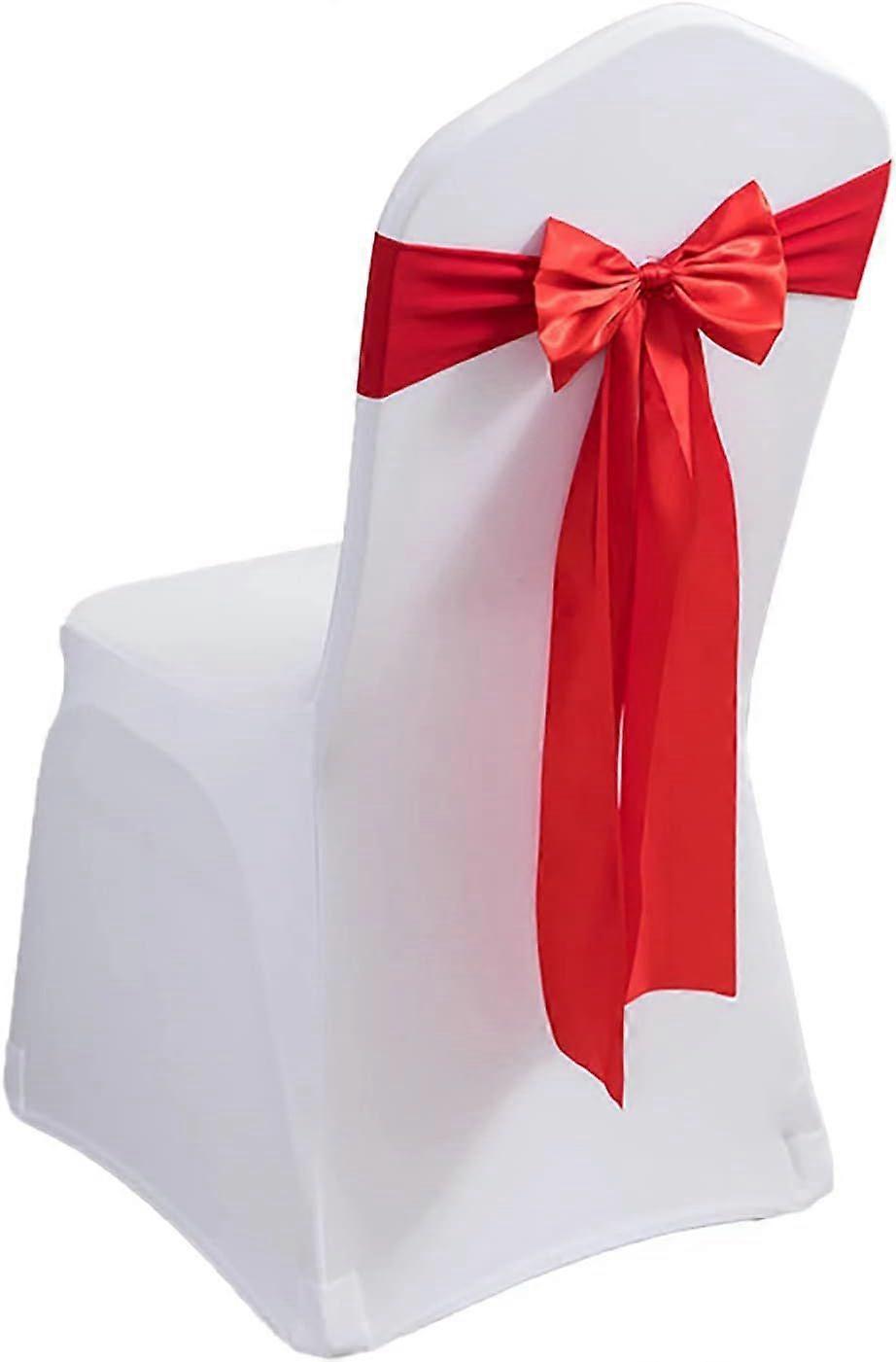 Pack of 6 Spandex Chair Bands - Satin Chair Sashes, Bows & Ribbons for Wedding,