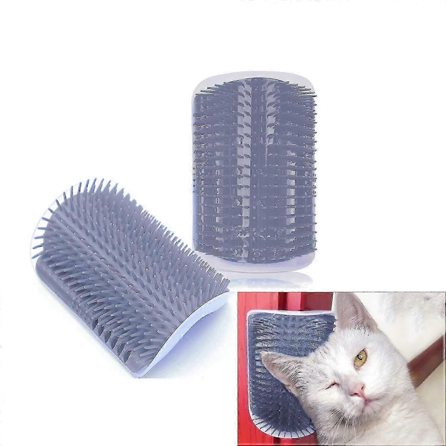 2024 2er-Pack Katze Selbstfriseur, Wandecke Massagekamm Pflegebürste, Grau