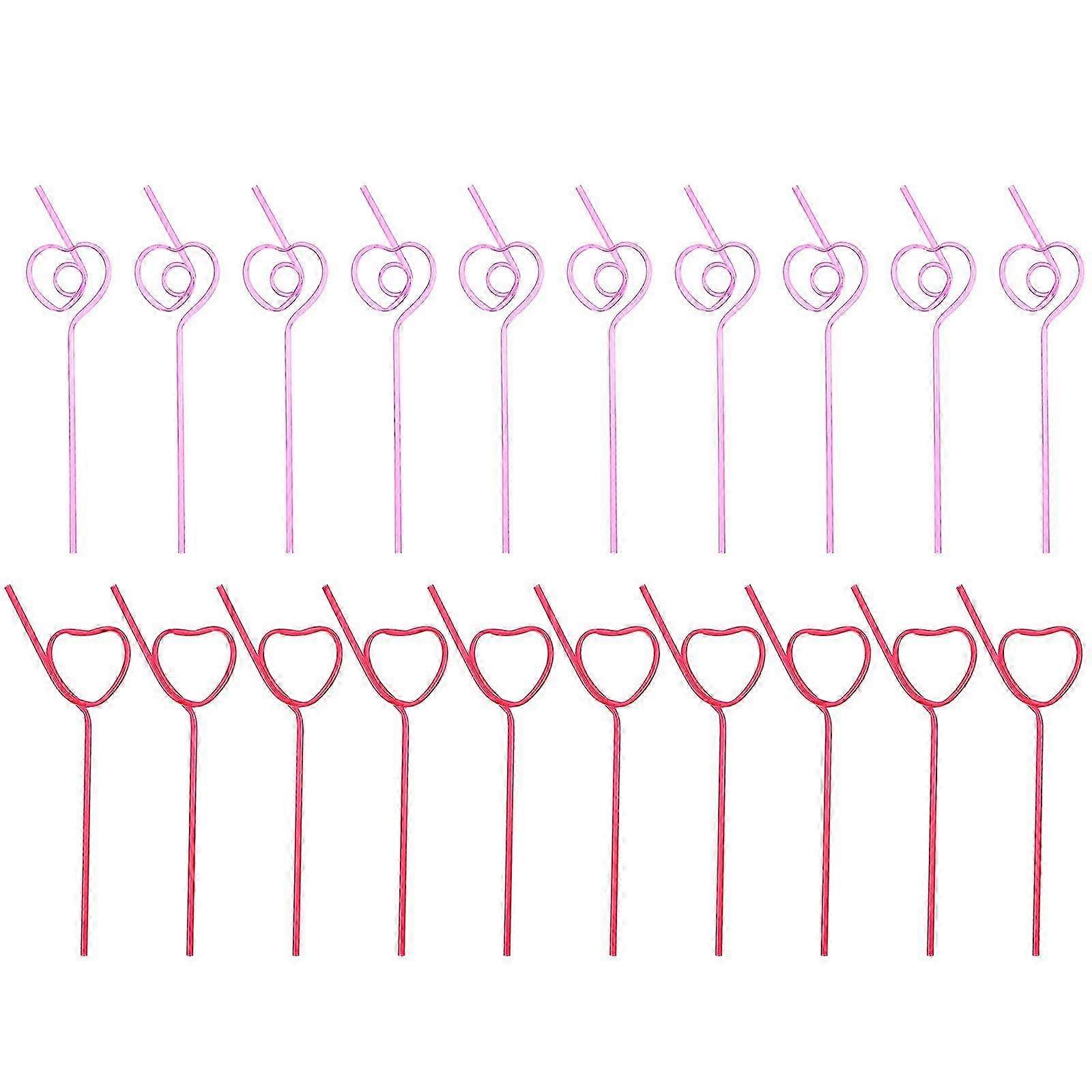 40 Pcs Heart Shaped Reusable Straws, Flexible Cocktail Drinking Straws for Crazy Fun Parties