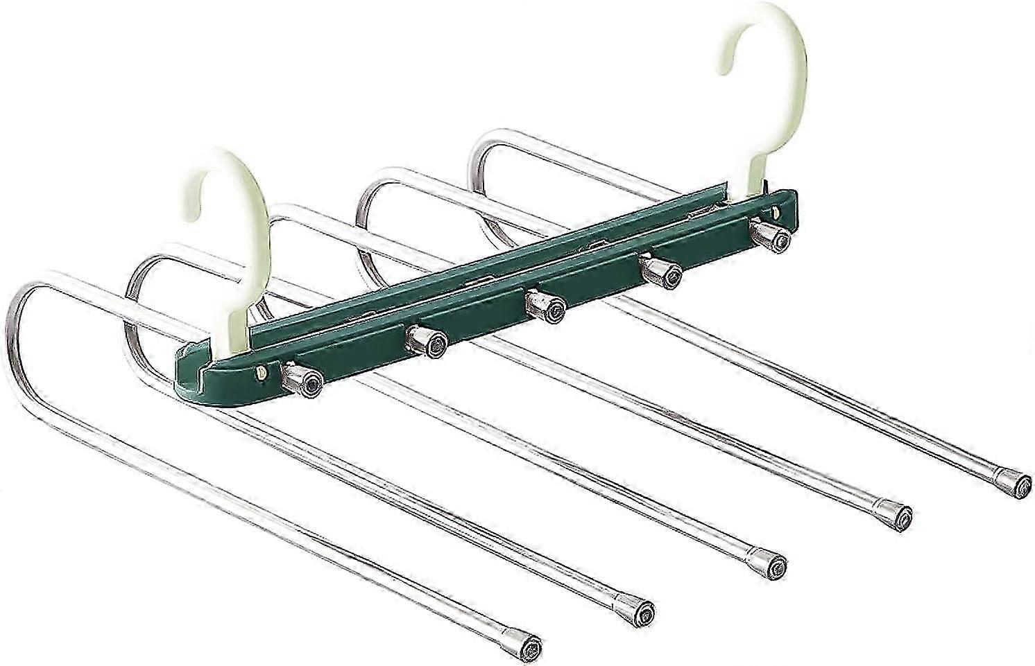 Space Saving Trouser Hangers, 5 in 1 Retractable Non Marking Trouser Rack, Hanging Trouser Rack