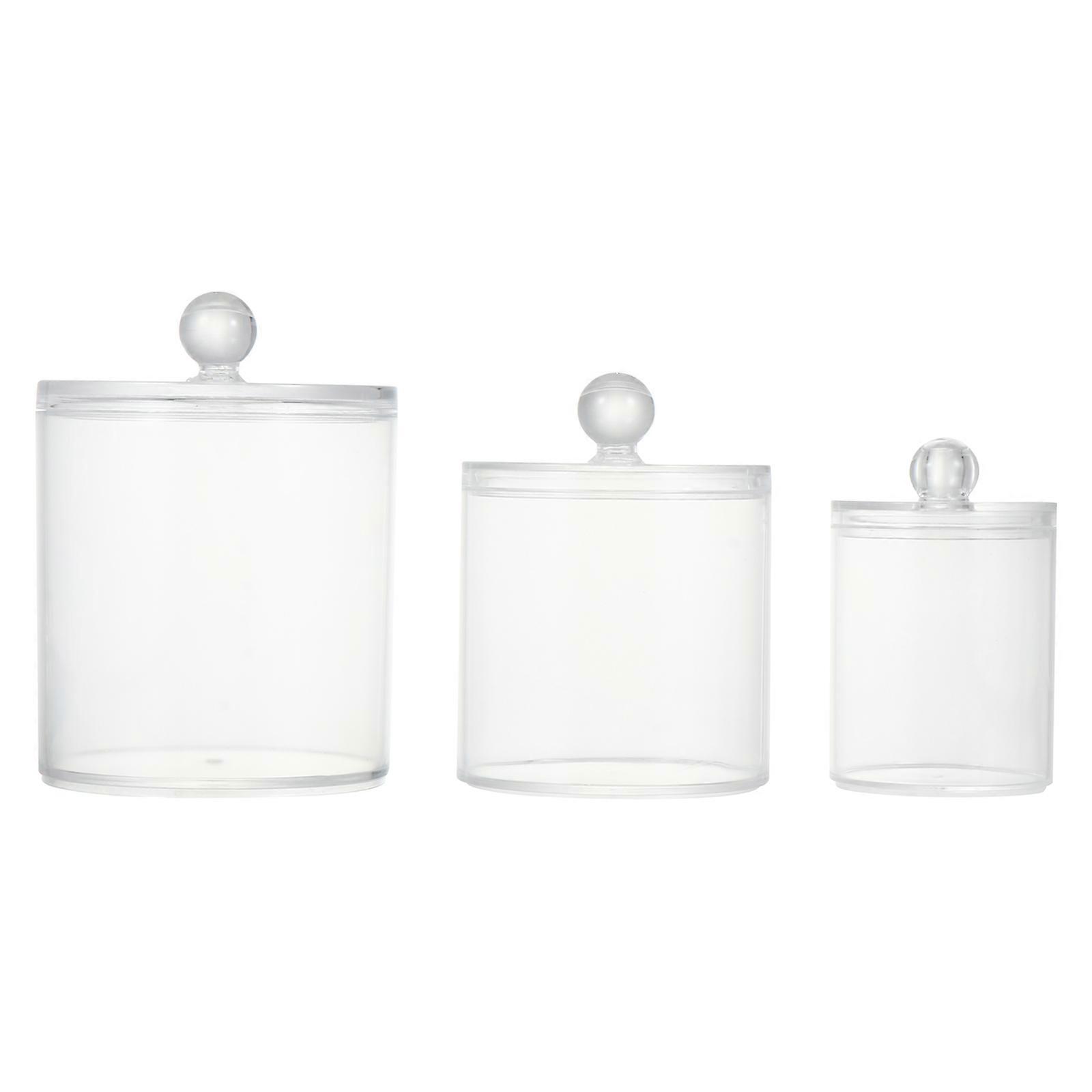Dust-proof Storage Tubs With Lid For Bathroom Dressing Table 3 Pcs Set Square Design Transparent Easy To Clean