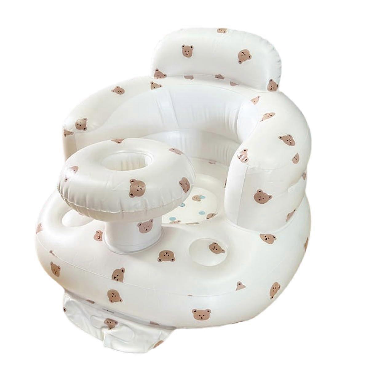 Baby Inflatable Seat For 3-36 Months With Built-In Air Pump, Infant Back Support Sofa, Toddler Chair For Sitting Up, Bear
