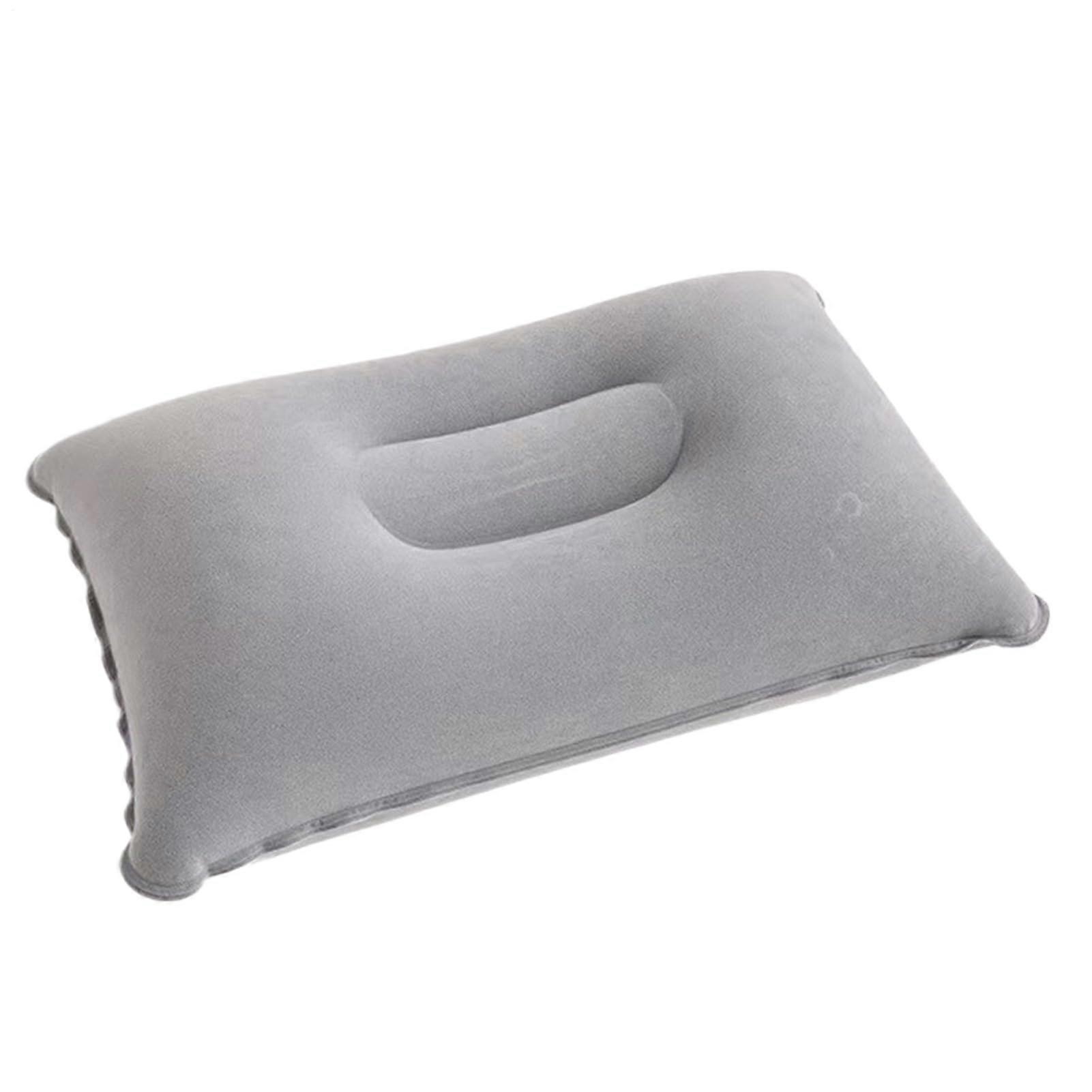 Inflatable Pillows For Travel Compact Portable Lightweight Gray Cushion For Seat Bed Car Airplane