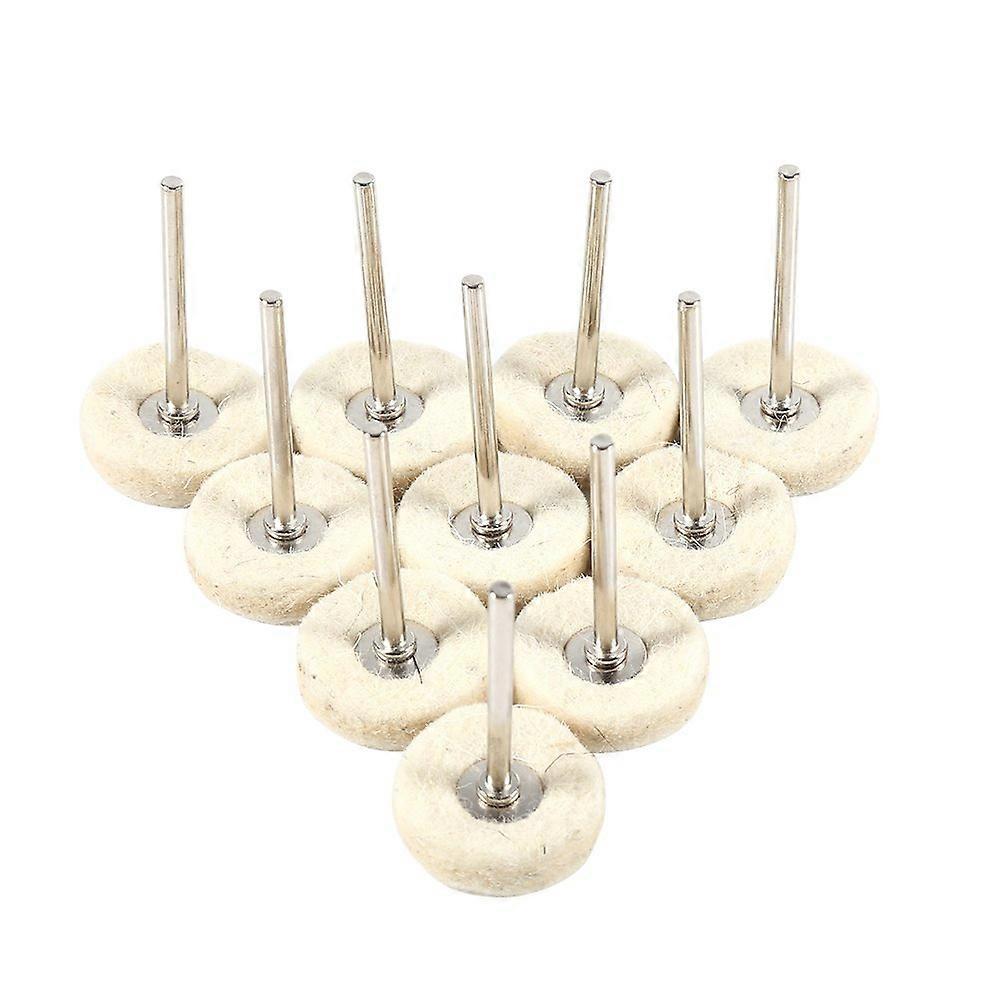 10PCS 25MM Wool Felt Polishing Buffing Wheels For Metal And Plastic Surfaces, Rotary Tool Accessories With Handle