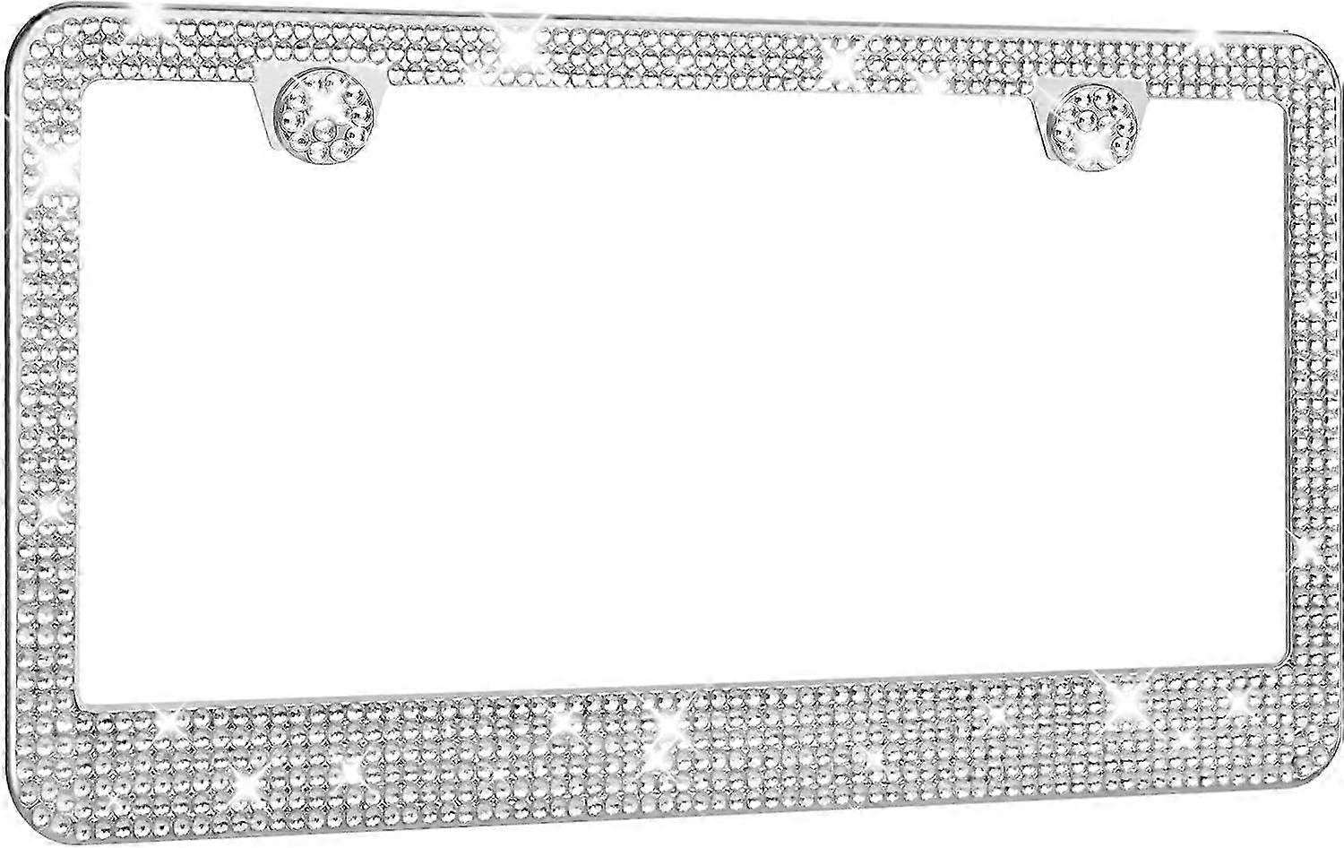 License Plate Frame - Lastingly Bling License Plate Frame - Sparkly Rhinestone License Plate Frame for Women - Stainless Steel & Obstruction-Fre
