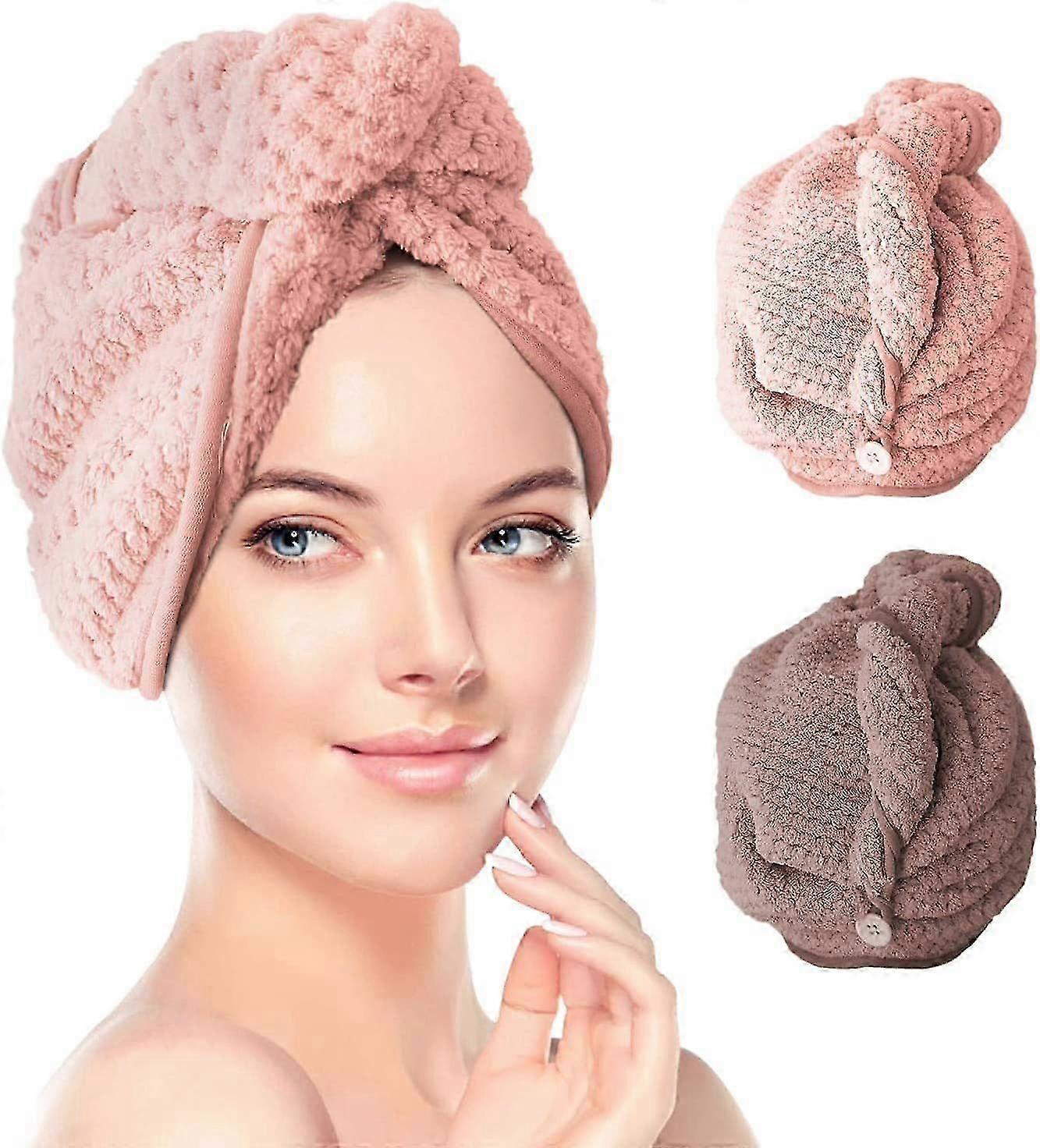 Hair turban, turban towel with button, microfiber towel for hair