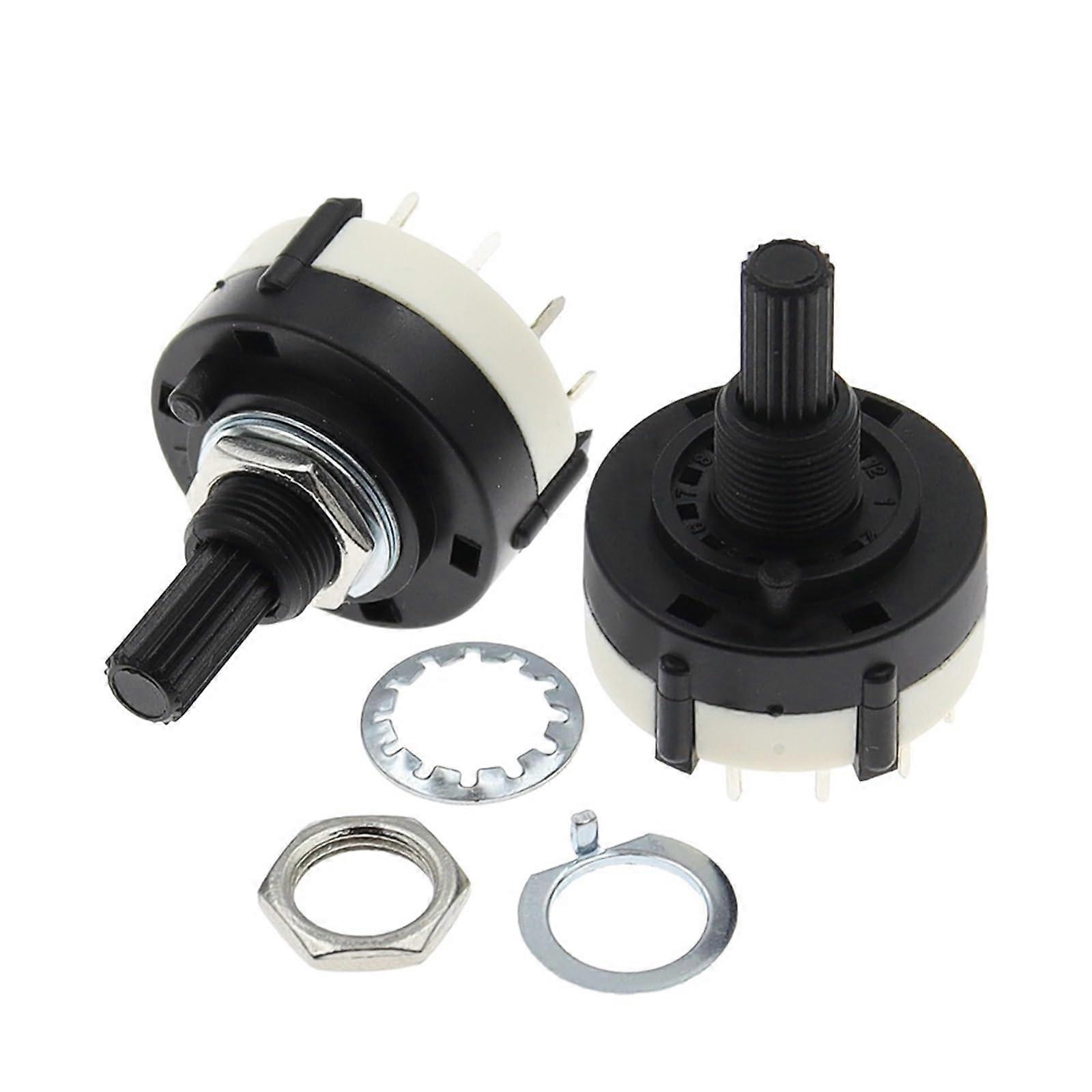 RS26 Rotary Band Switch, Plastic, 4 Pole 3 Position; 2 Pole 6 Position; 1 Pole 12 Position, Handle Length 21mm, Axis Band Switch