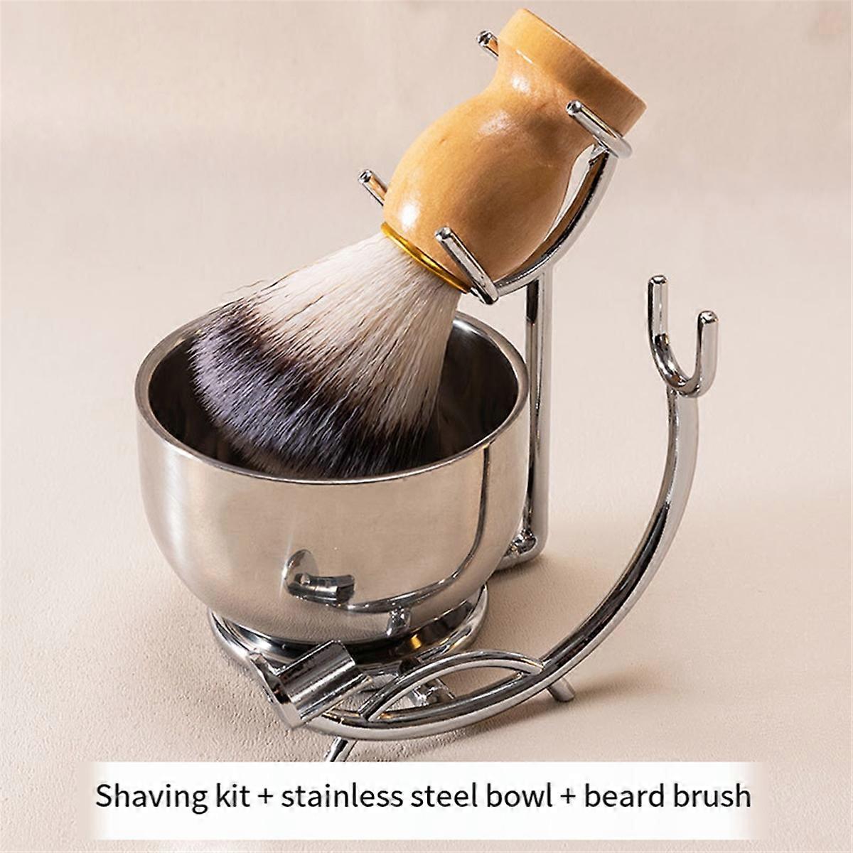 Shaving Brush Holder with Perfect Double Layer Stainless Steel Shaving Soap Bowl and Shaving Brush