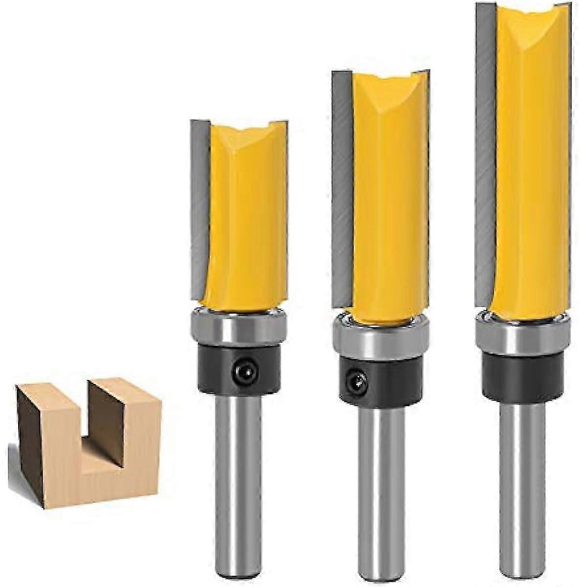 8 mm Shank Flush Cutter 3 Piece Cutter Groove Cutter Wood Cutter Bit Set Woodworking Cutting Tool Wood Cutter Cutting Groove Cutter