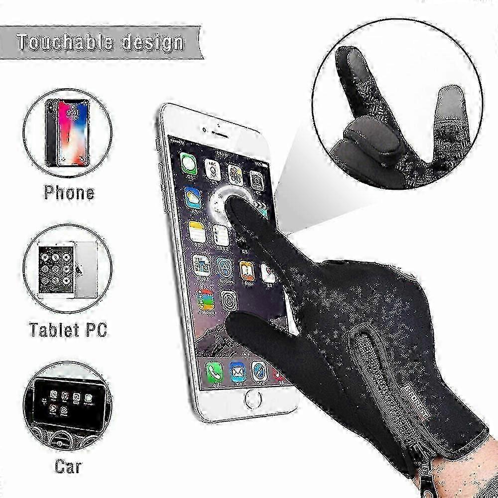 Mens Winter Warm Windproof Waterproof Fleece Lined Thermal Touch Screen Gloves