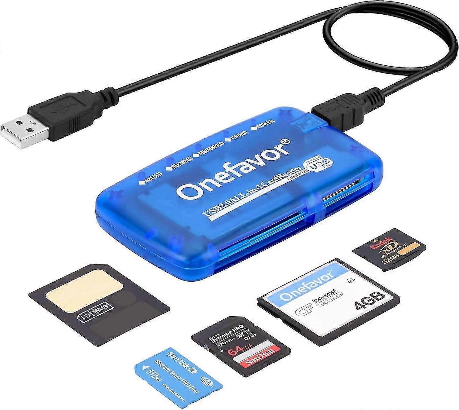 SmartMedia Cards Reader Writer, All-in-1 USB Universal Multi Card Adapter Slim Hub