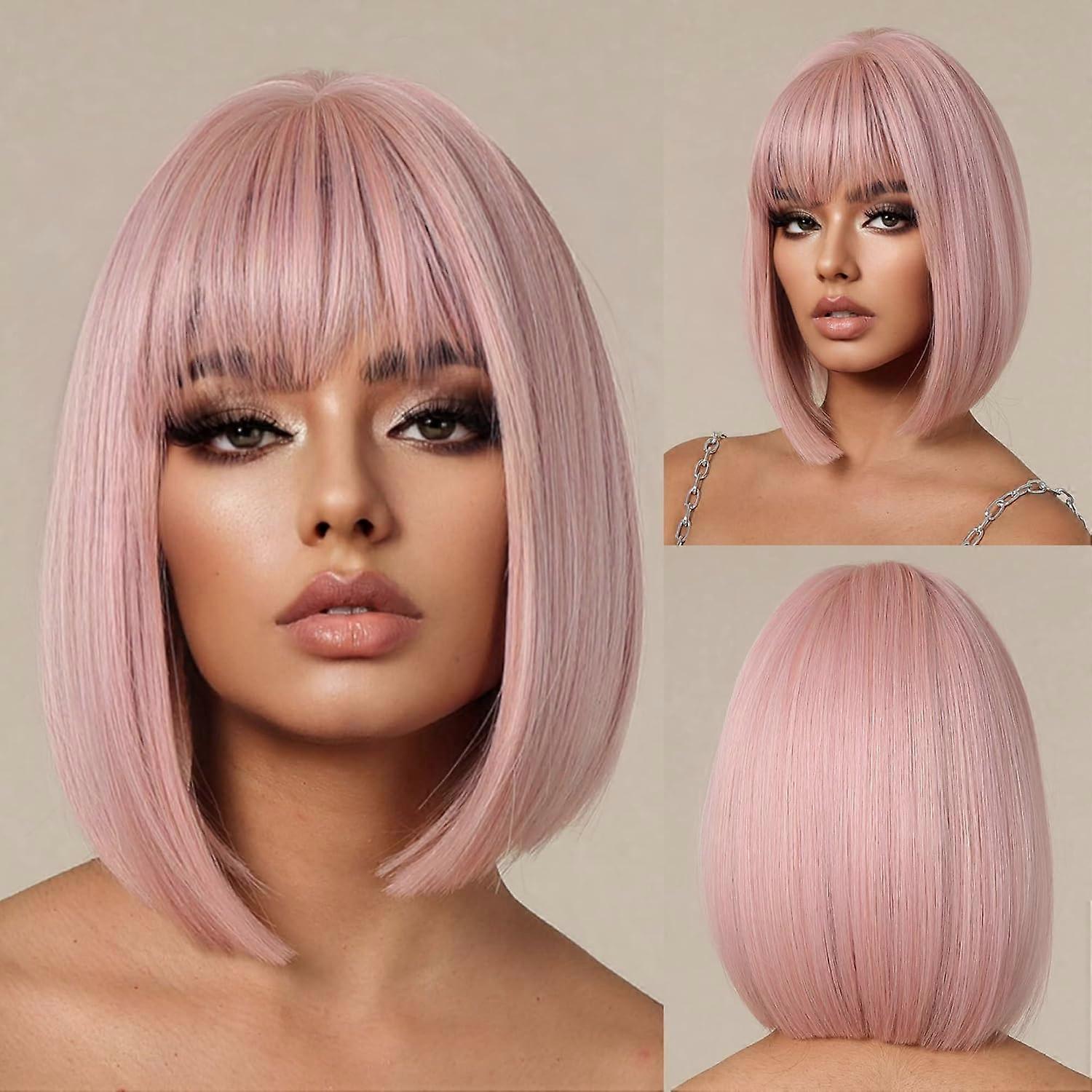 Halloween cherry blossom pink bob wig