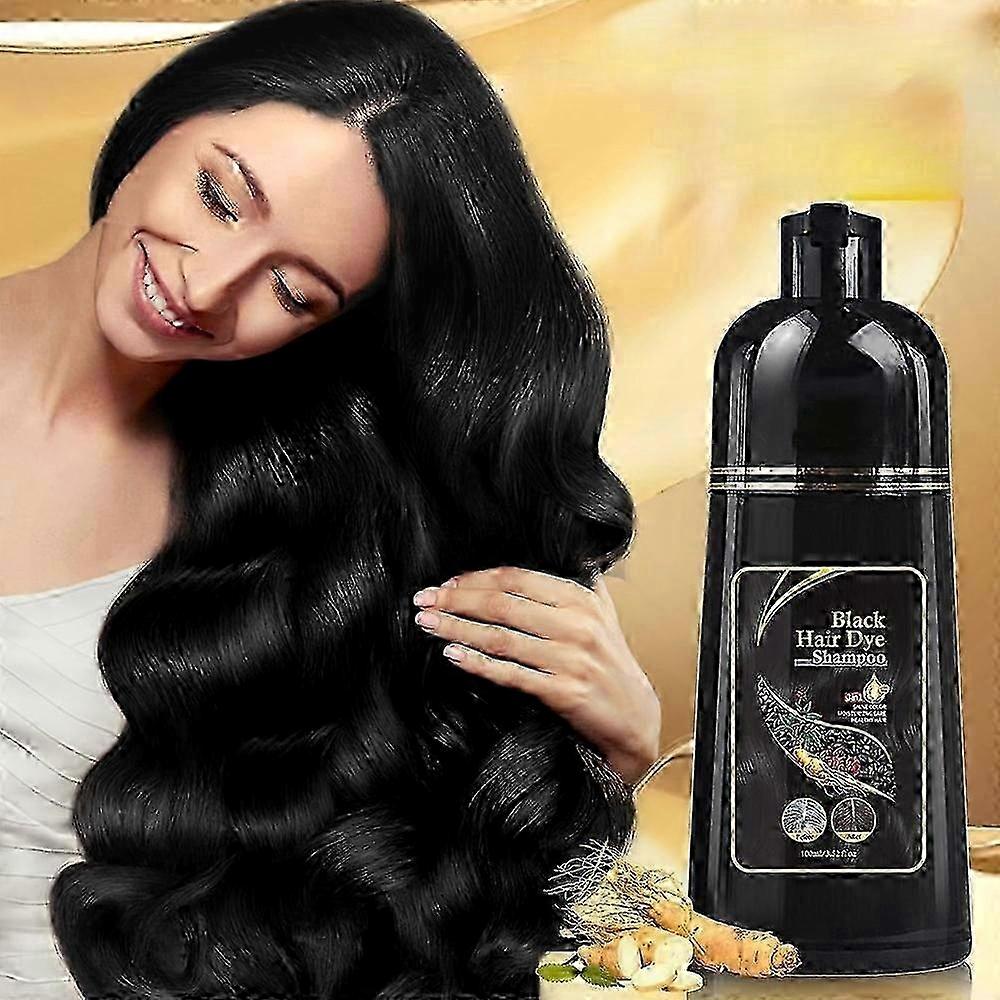 Natural 3-in-1 Shampoo for Gray Hair, Herbal Black Dye for Men & Women, Effective Solution for Covering Grays