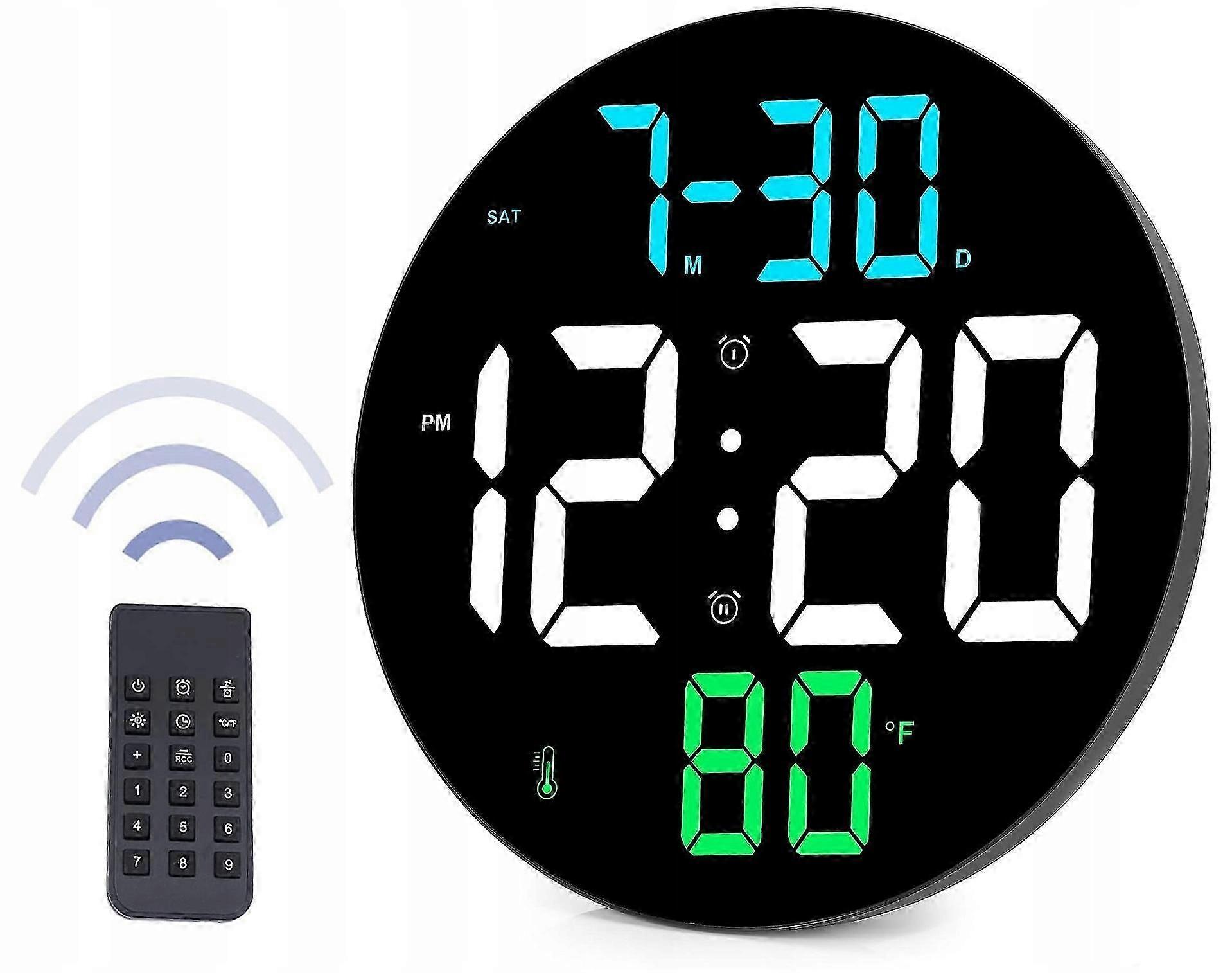 Wall Clock Electronic Alarm Clock Led Digital Modern Large 23 Cm Remote Control