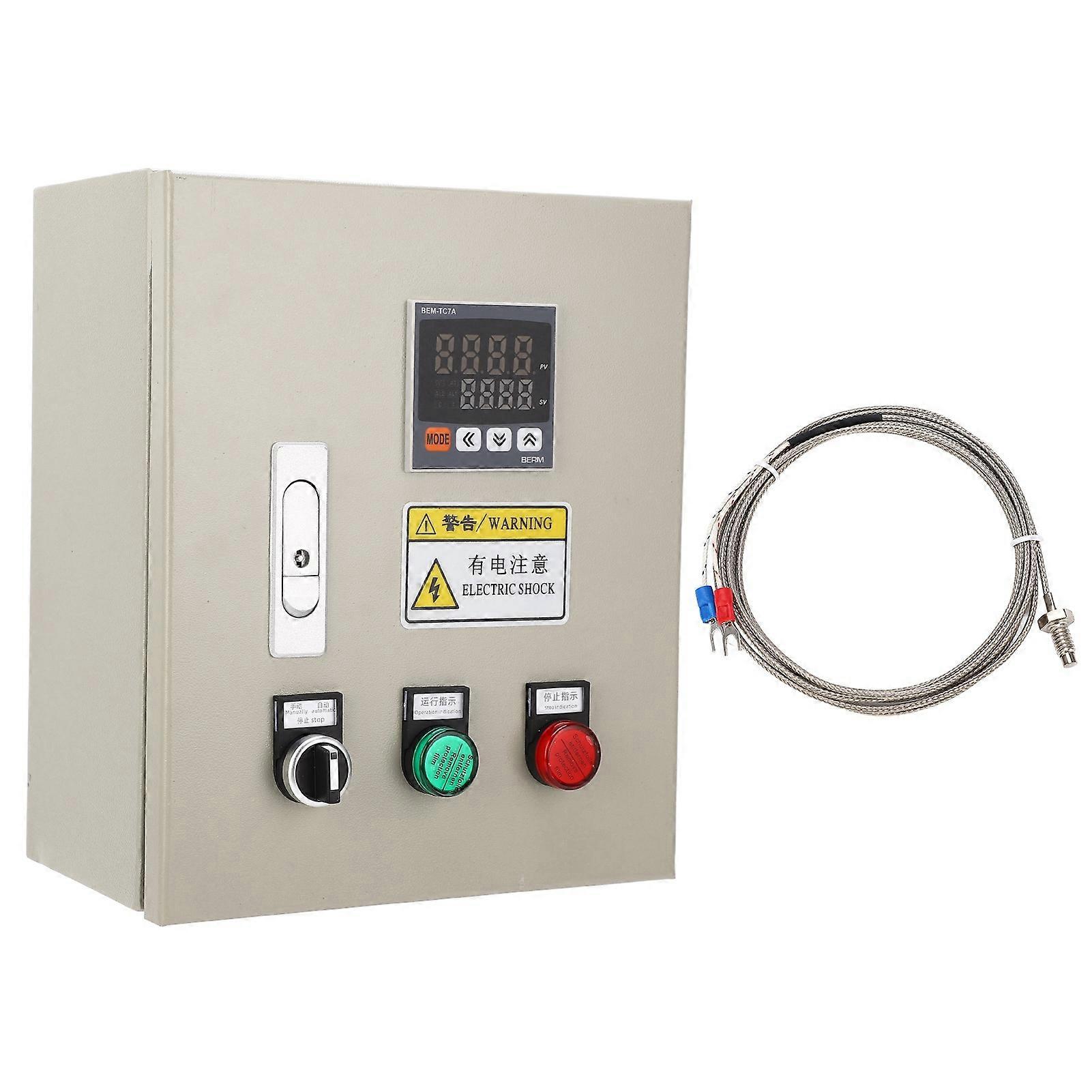 15kW 3-Phase PID Temperature Controller, Smart Thermostat, Temperature Control Box with M6 Type K 2M Thermocouple, 380V AC