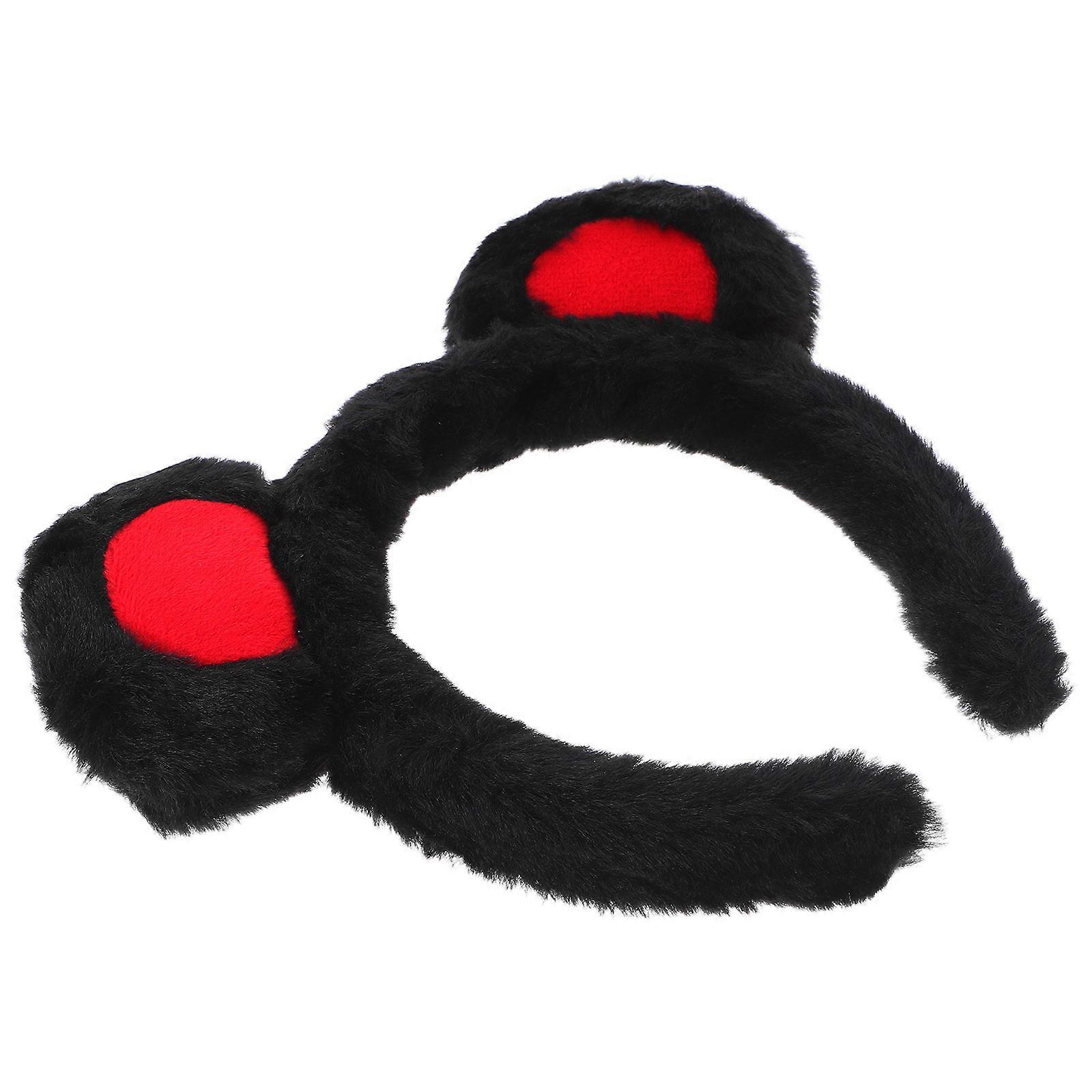 Black Plush Bear Headband for Makeup and Skincare 3Pcs Comfortable Set