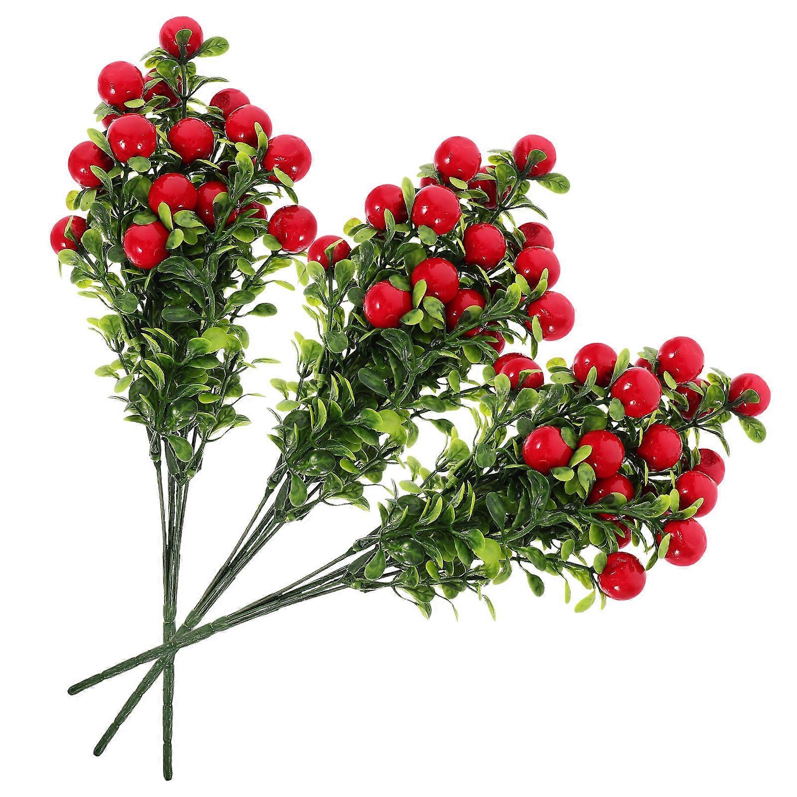 Artificial Red Cherry Plastic Mini Fruit Stems 6 Bunches for Wedding Decor