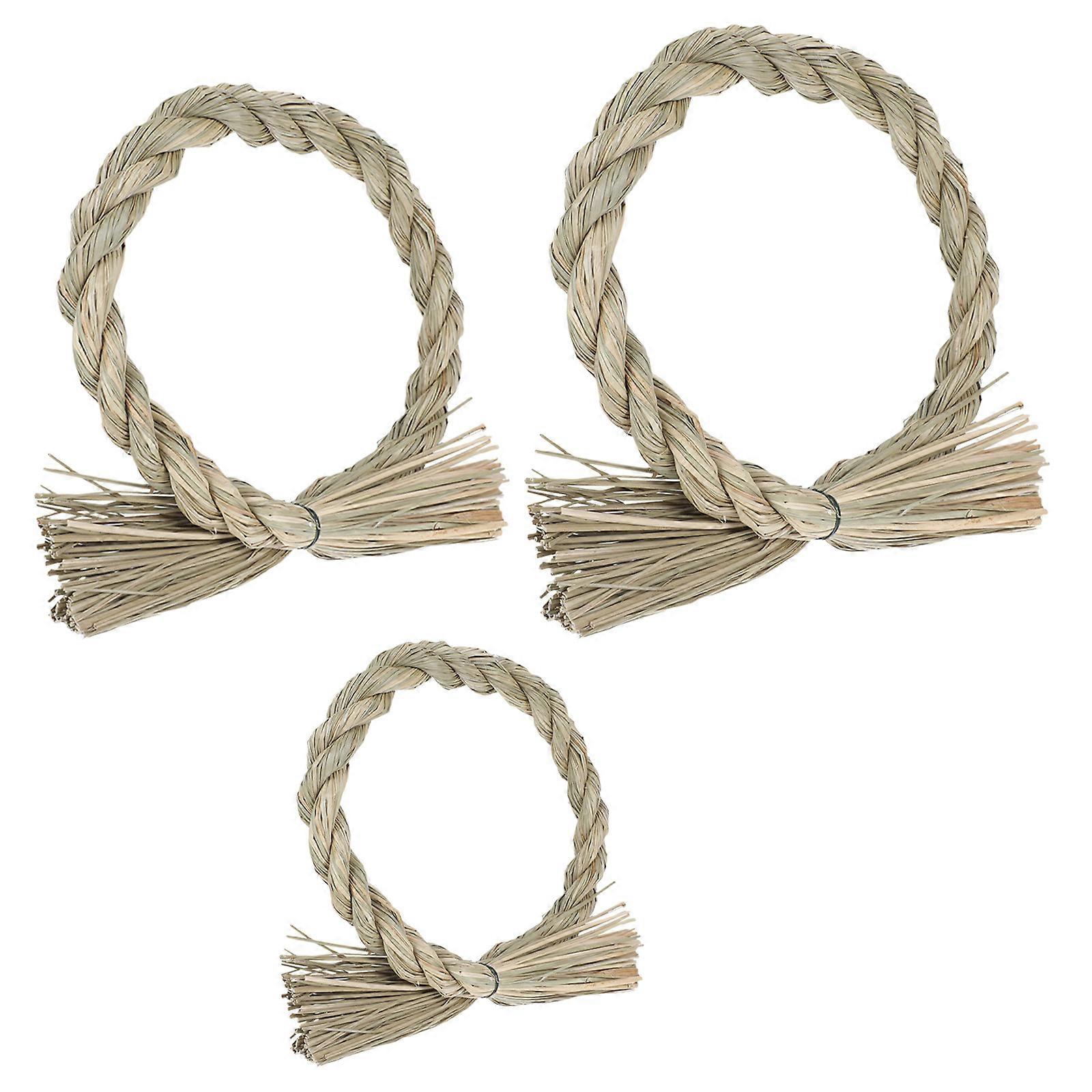 Khaki Wreath DIY Straw Ring for Decor 3Pcs Straw Ring Garland