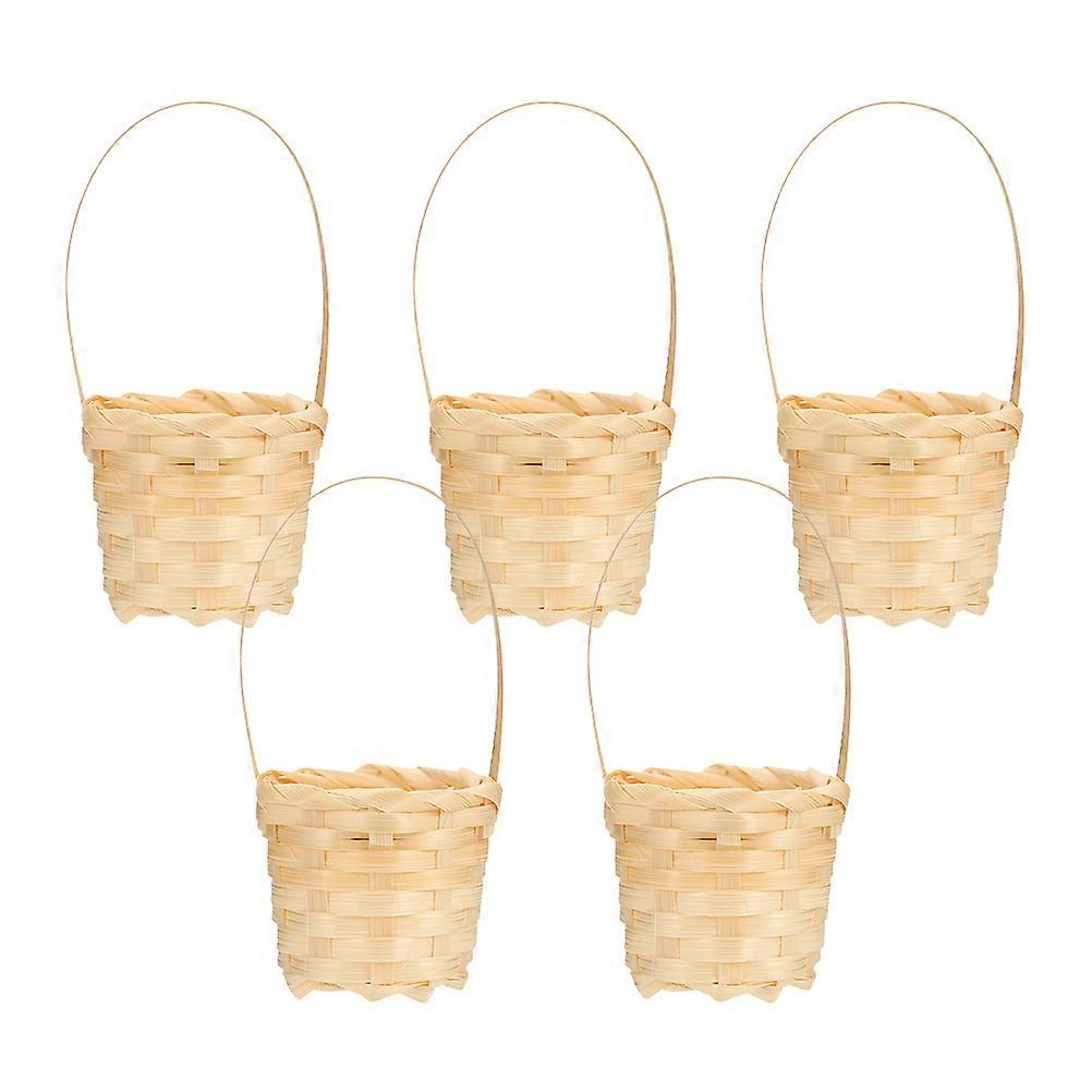 Mini Bamboo Flower Storage Basket for Multi-Purpose Use 10Pcs Beige Holders