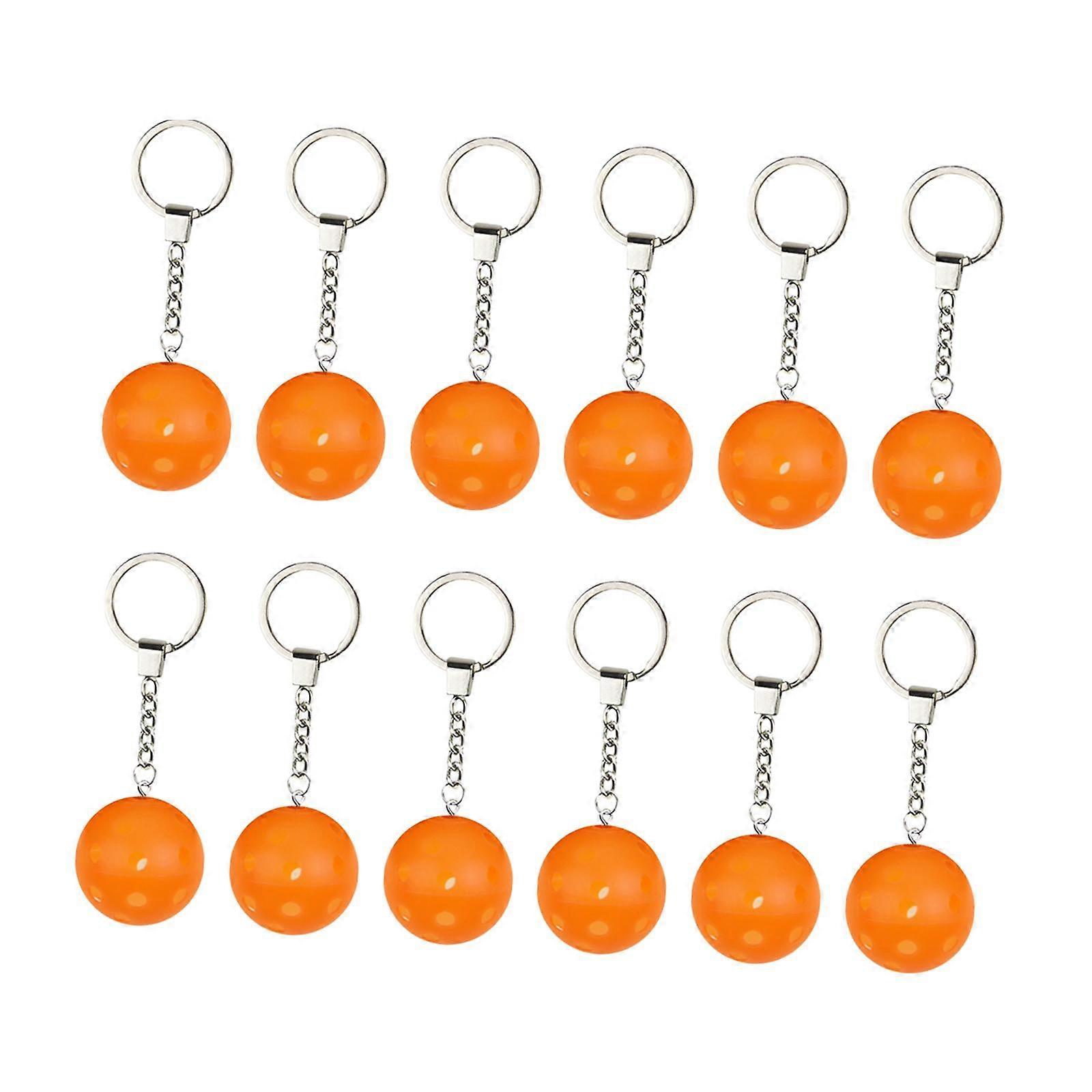 12x Key Chains Holder Bag Pendant Ball Keychains for Backpack Handbag Orange