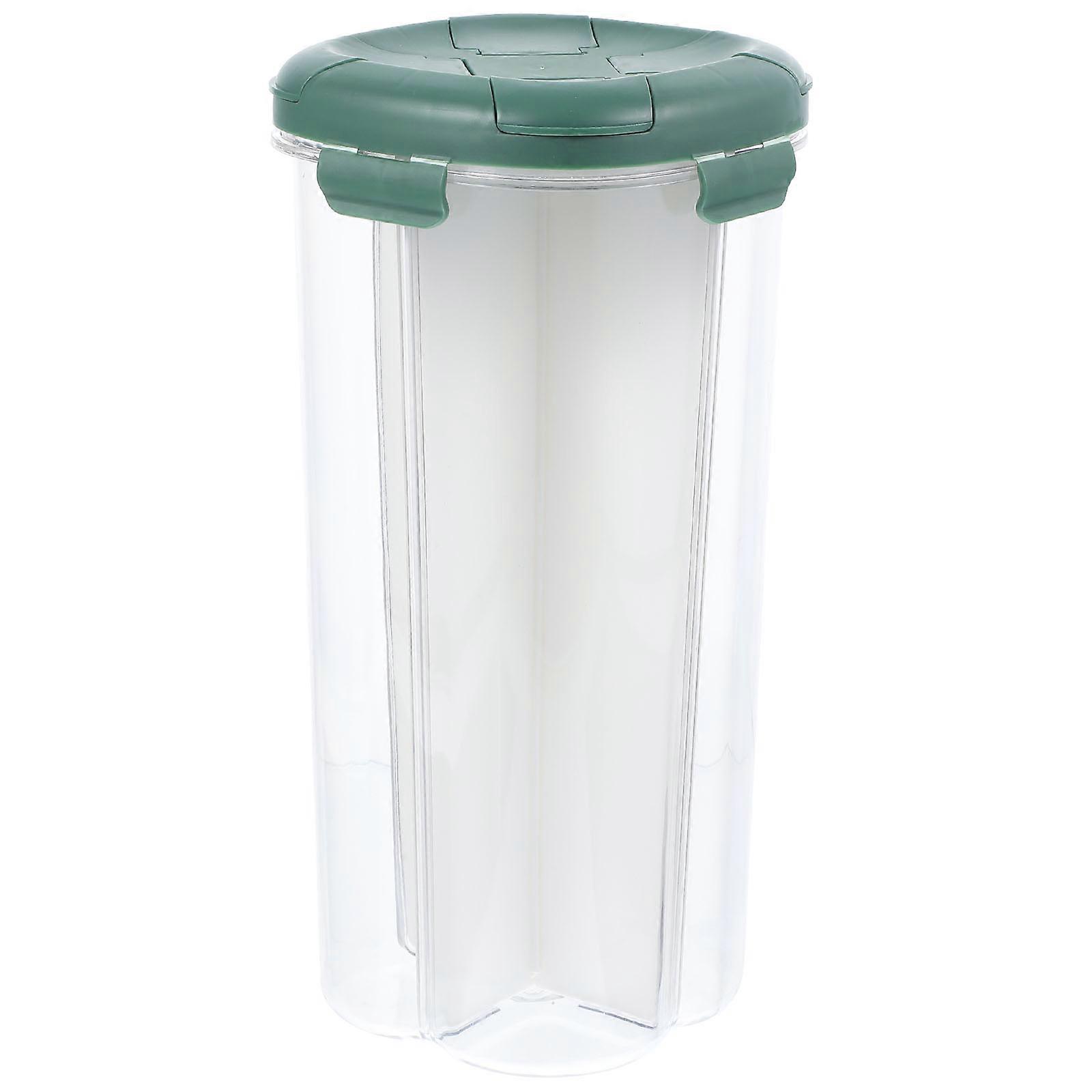 2Pcs Airtight Grain Storage Box Jar Multi-grid Rice Dispenser Kitchen Use 360-degree Clear View Storage Containers
