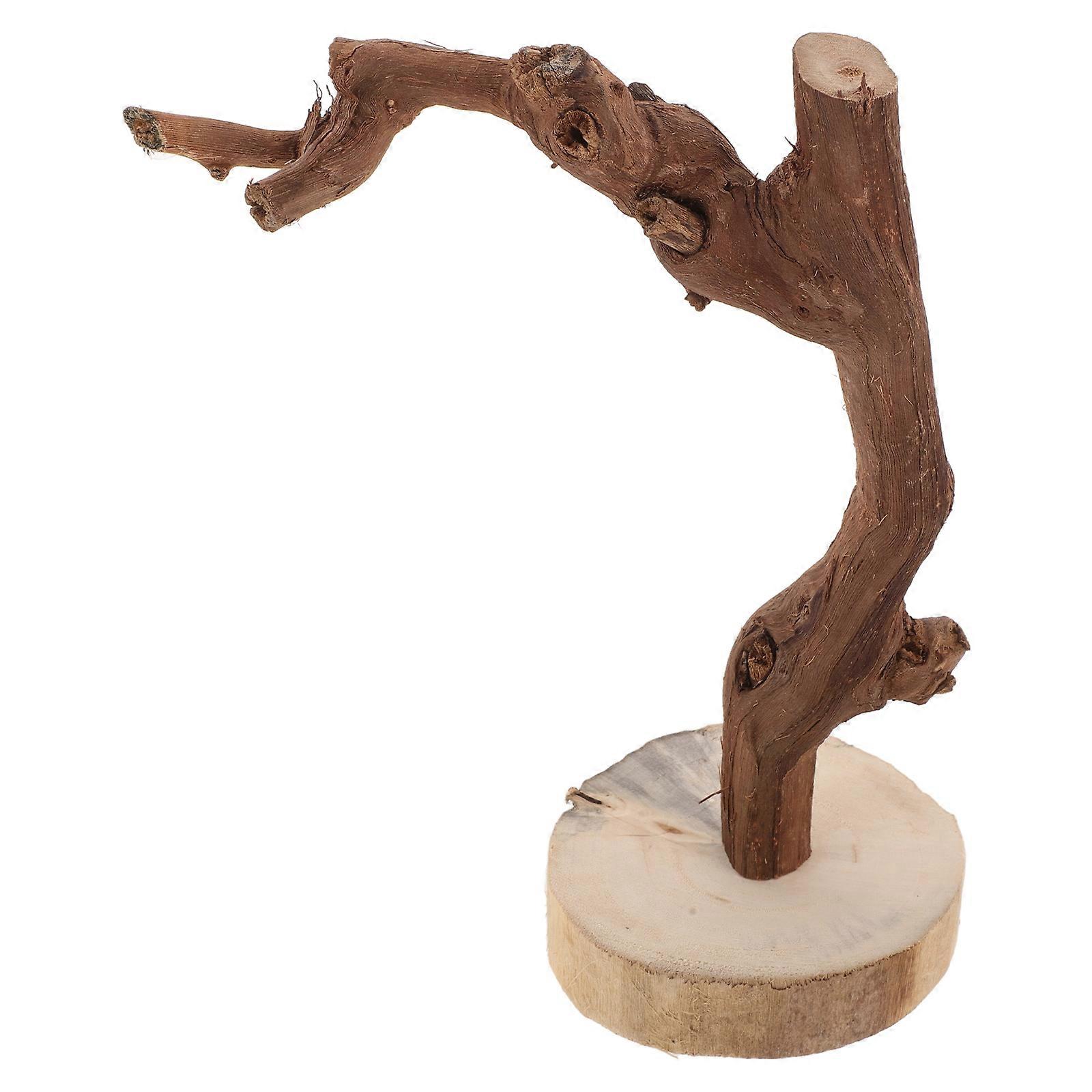 2Pcs Parrot Perch Stand With Base Ideal For Bird Training And Playtime Crafted From Durable Wood With Nonslip Design