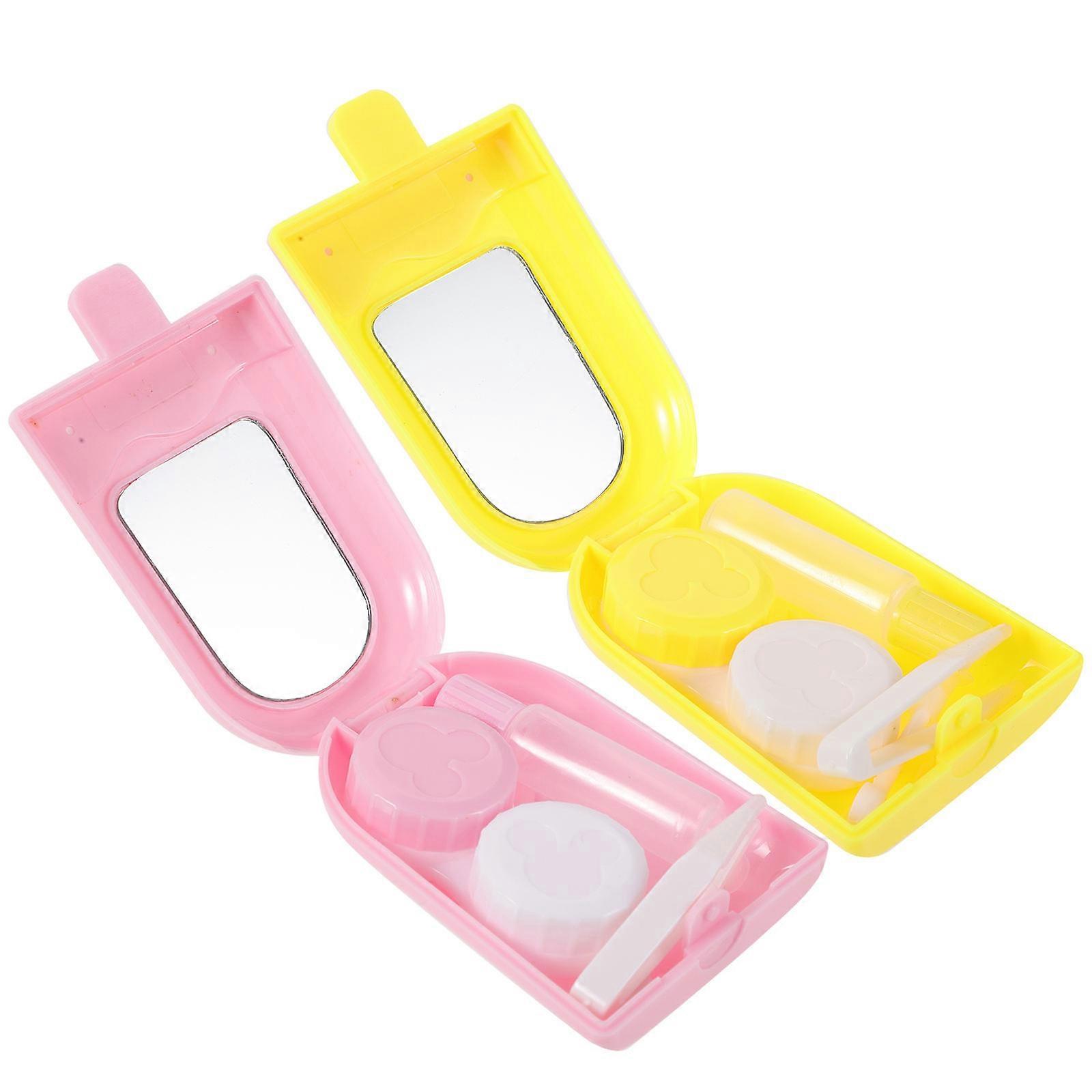 4 Sets Of Colorful Ice Cream Shaped Contact-Lens Carrying Box Ideal For Travel And Outdoor Use Offering Leakproof Lens Storage And Dust Protection