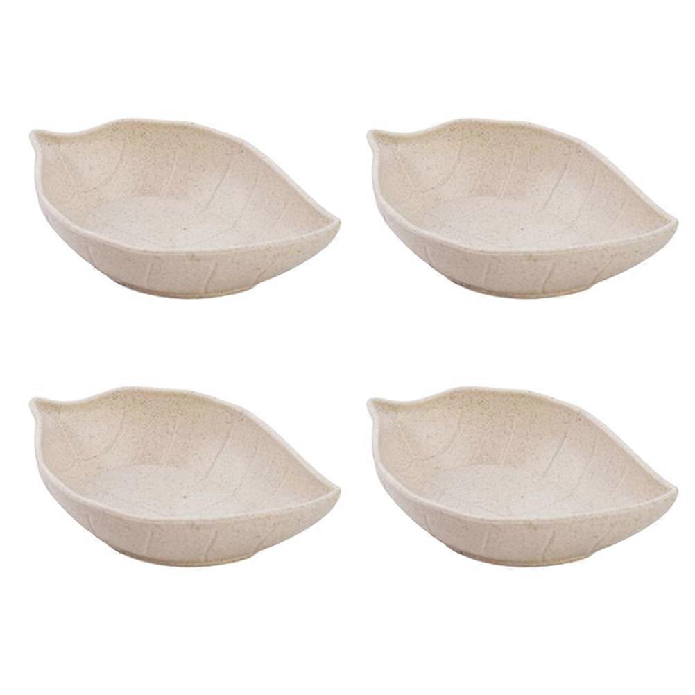 Leaf Shape Small Sauce Dish Straw Holding Multiple Sauces For Food Container 4Pcs