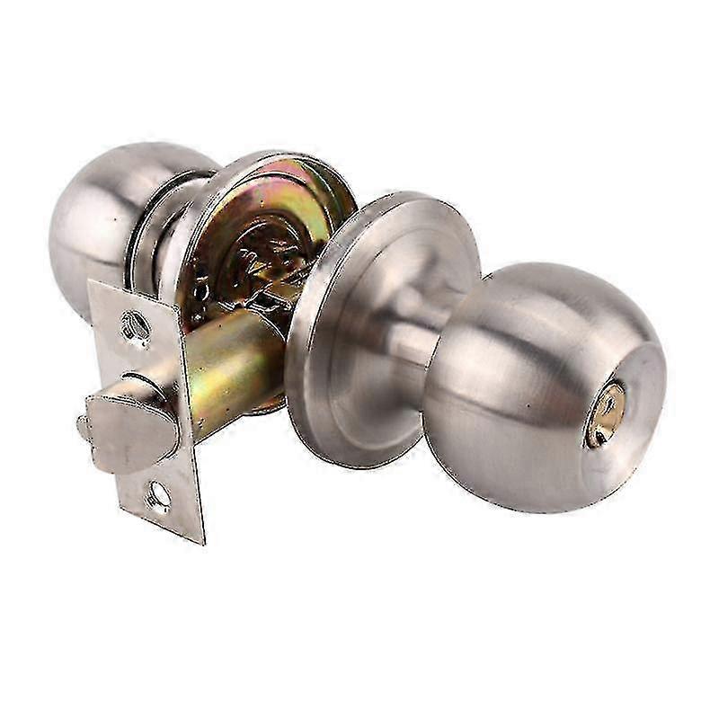 Stainless Steel Exterior Door Handle, Round Security Front Door Lock with Keyed Entry, Adjustable Latch, Reversible, Silver, 1pc