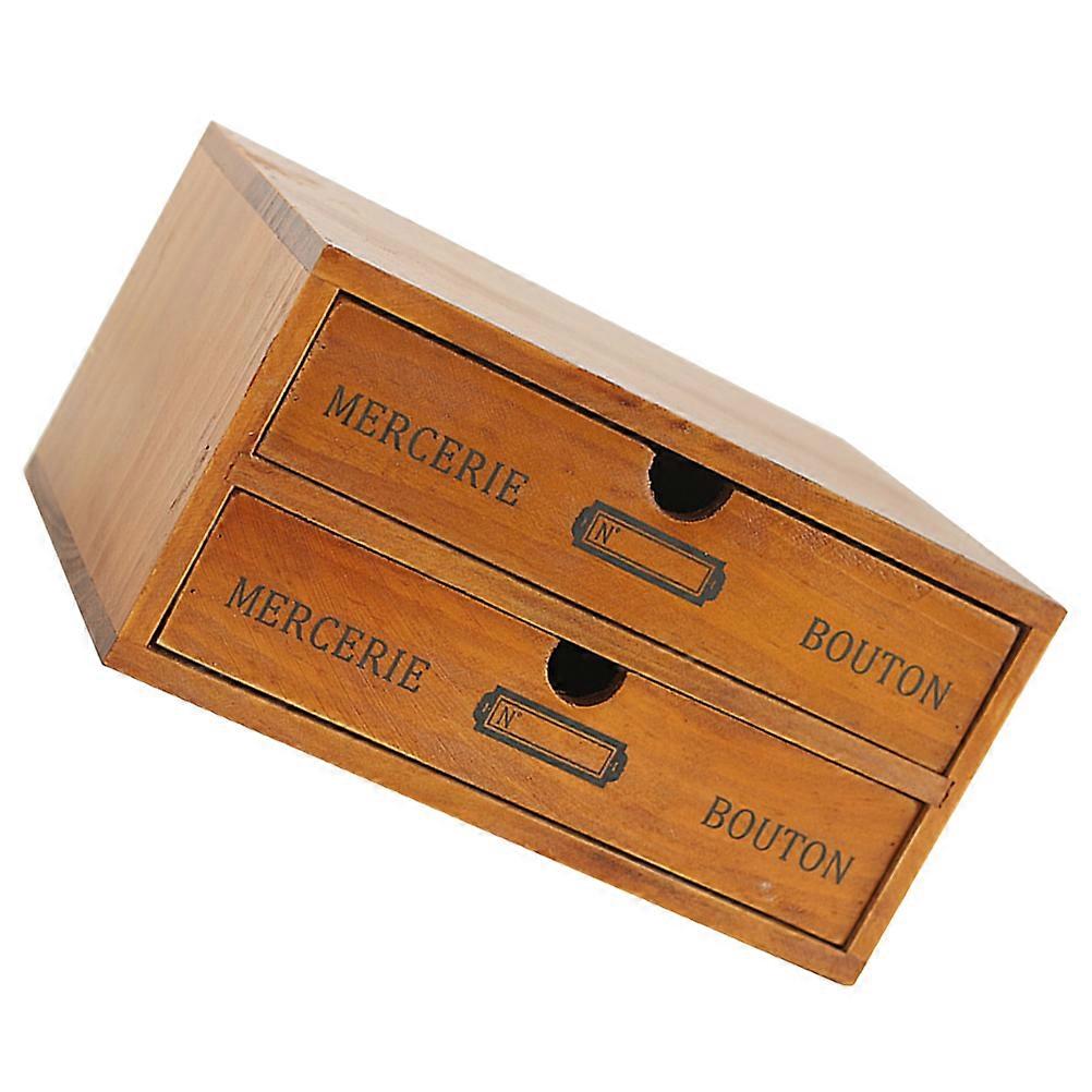 Tabletop Storage Box With Drawer For Families In Living Room With Retro Style For Organizing Various Items 1Set