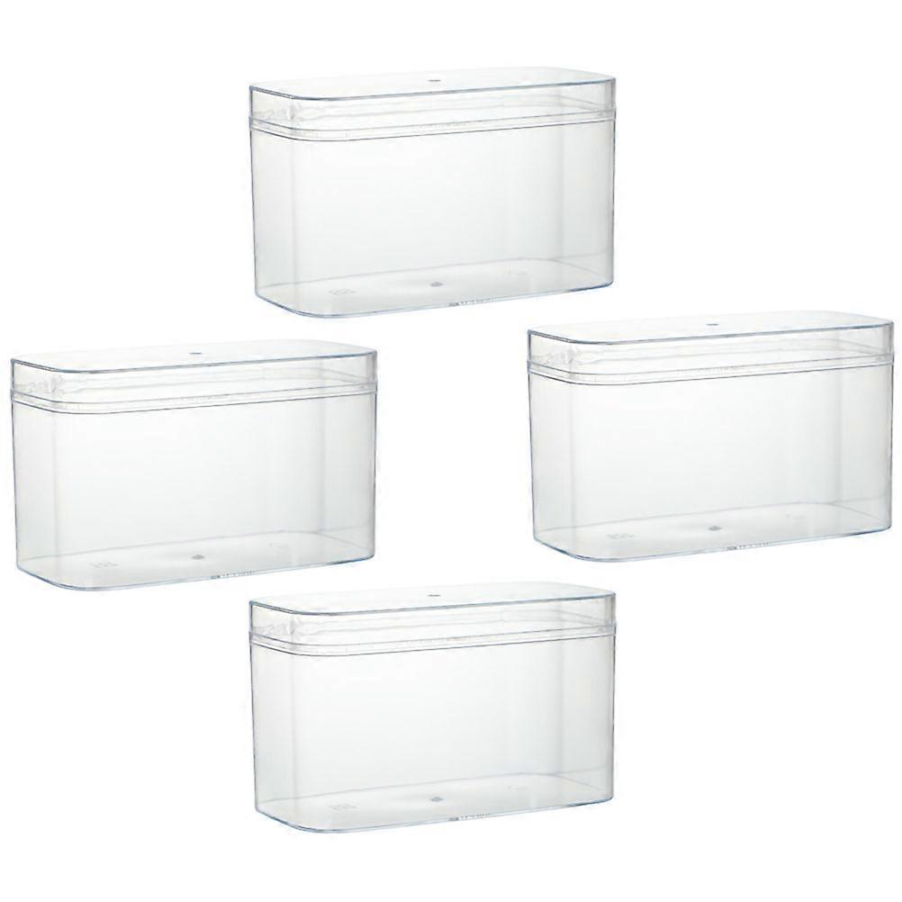 Candy Storage Boxes Plastic Rectangular Containers for Party Gifts White Acrylic Portable 4Pcs
