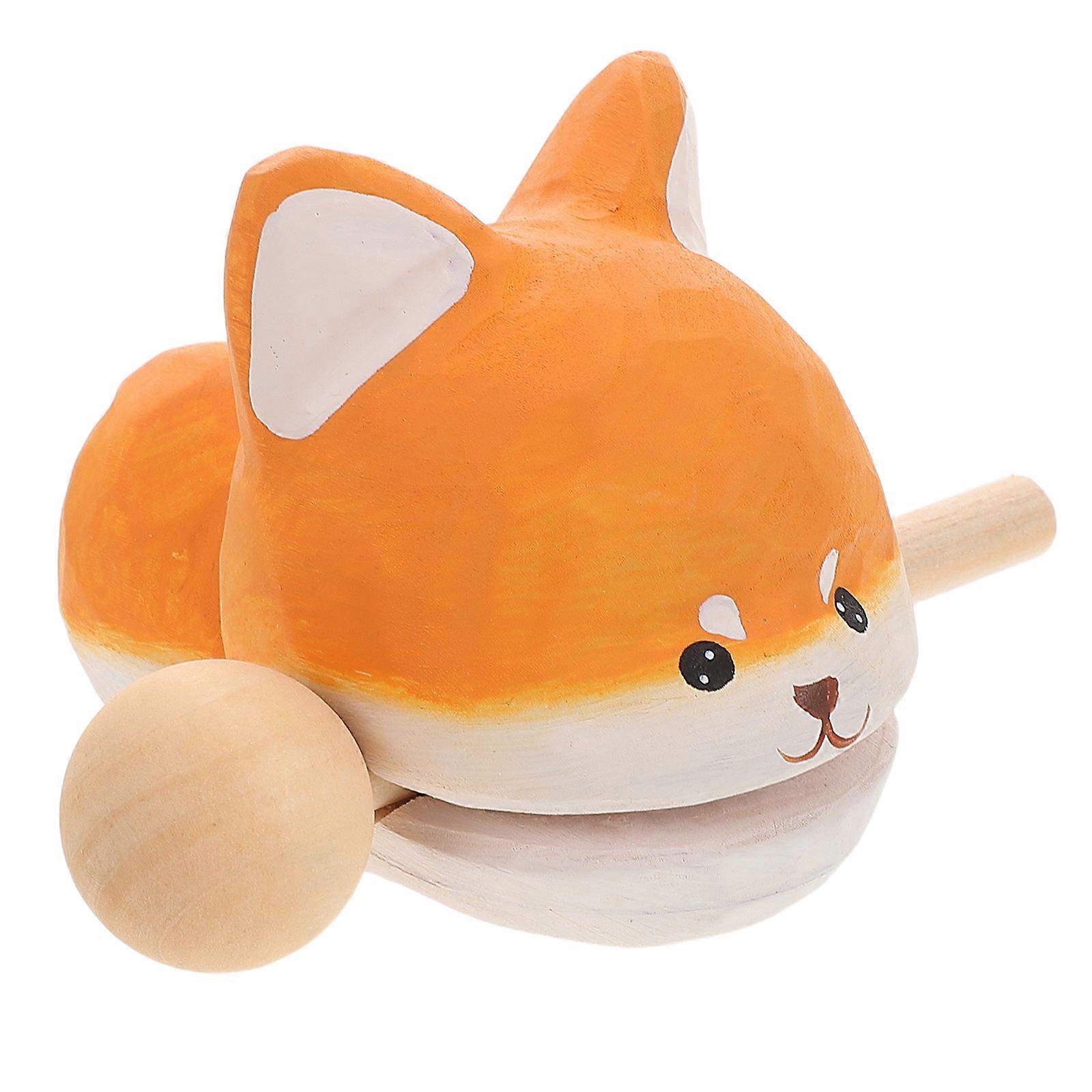 Wooden Fish Temple Block Calming Instrument 4Pcs Orange Desktop Toy