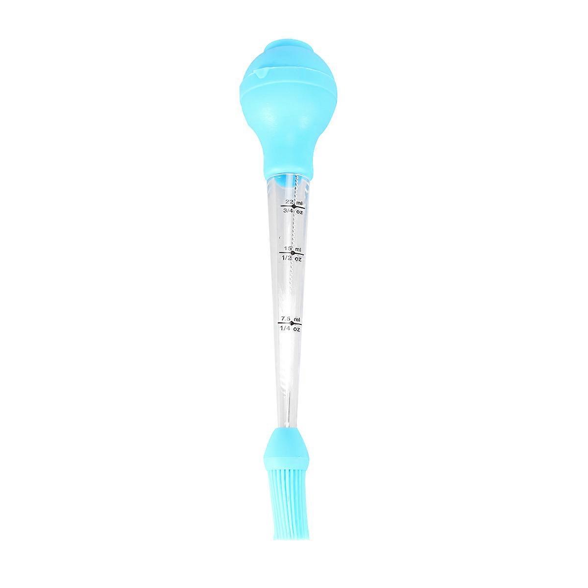 Kitchen Oil Dropper Turkey Baster for Barbecue 2Sets with Cleaning Brush Blue