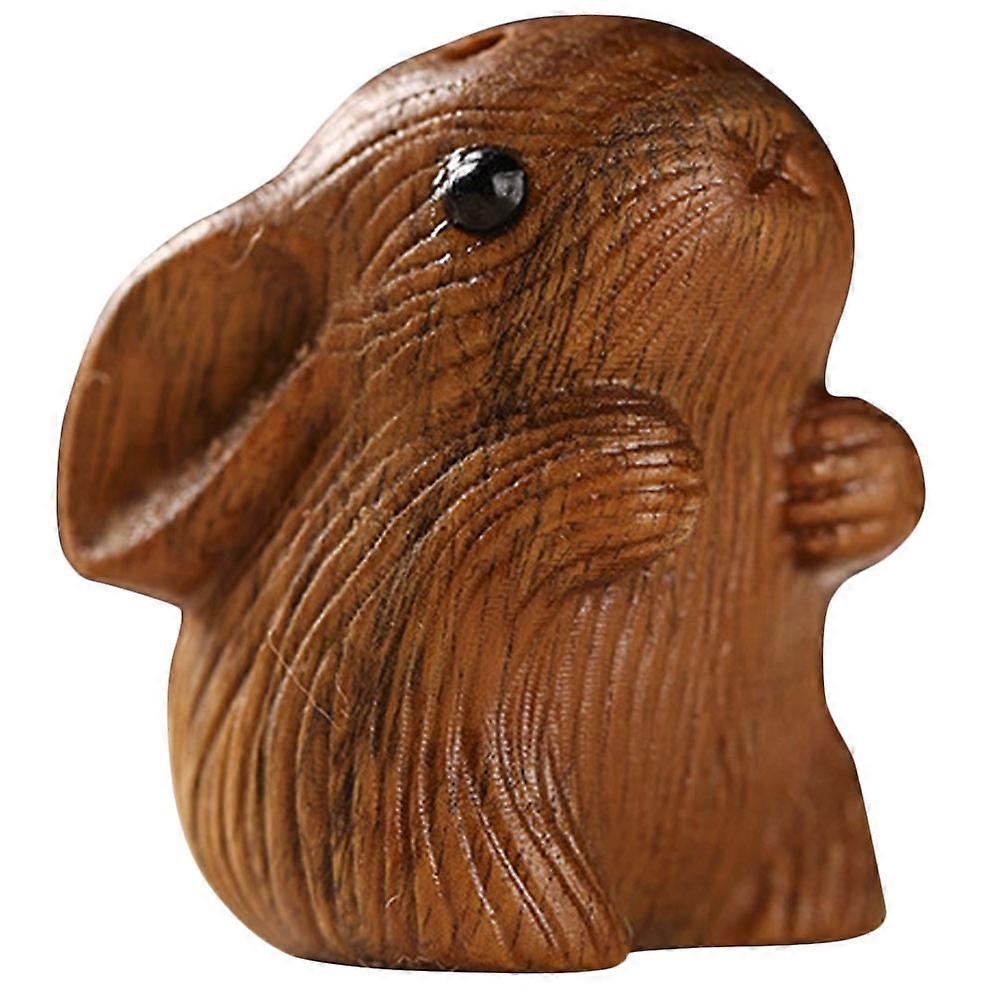3Pcs Coffee Rabbit Hanging Keychain Accessory Wood Craft Ideal For Gift Giving Retro Design Decoration