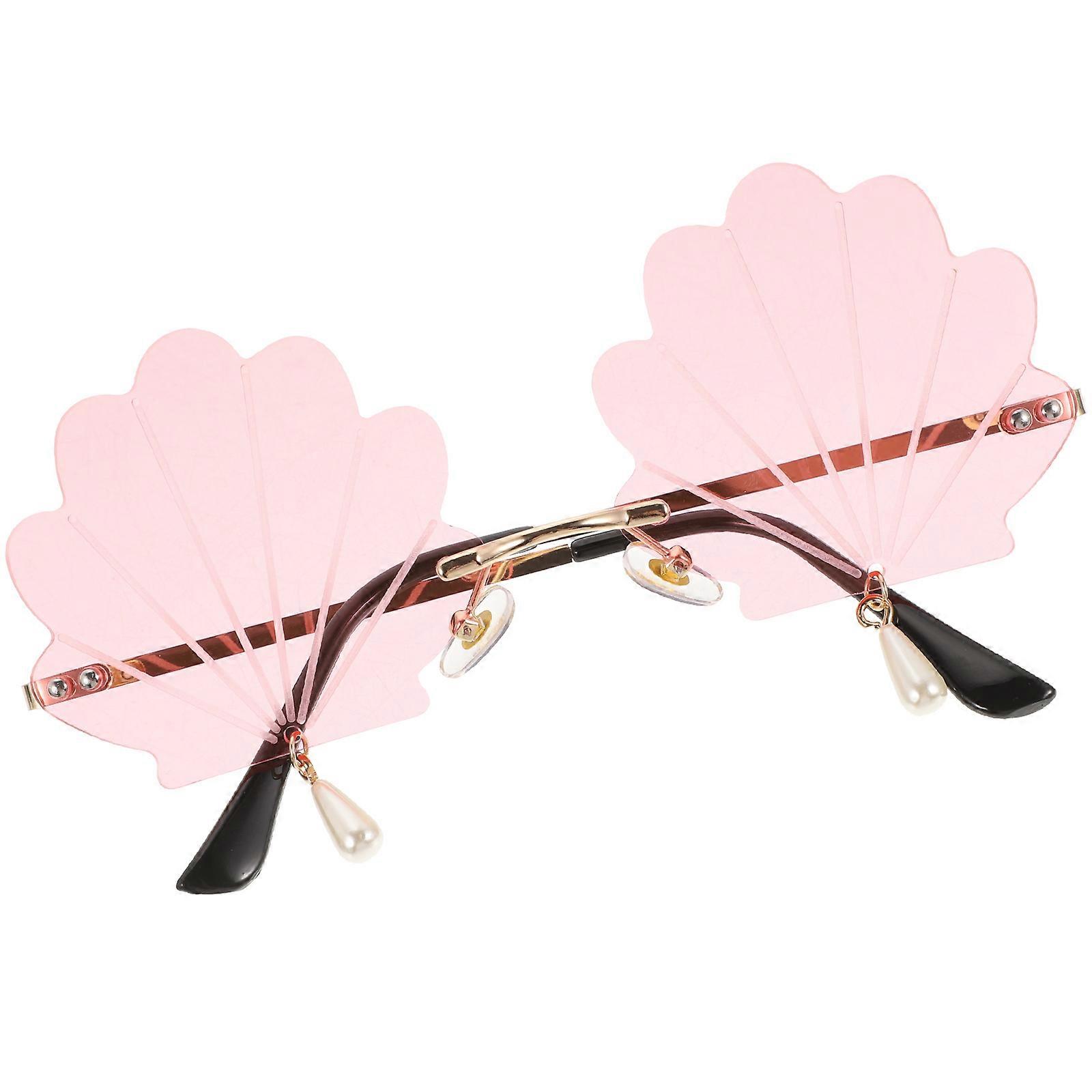 Fun Sunglasses Rimless Seashell Sunglasses for Decor Pink Material