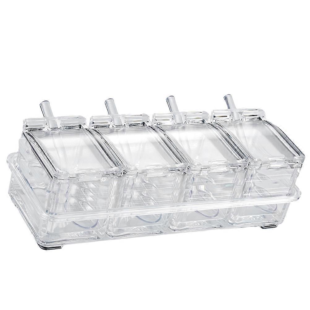 Seasoning Cases Transparent Kitchen Seasoning Boxes Set For Kitchen Use Hold Condiments 4Boxes