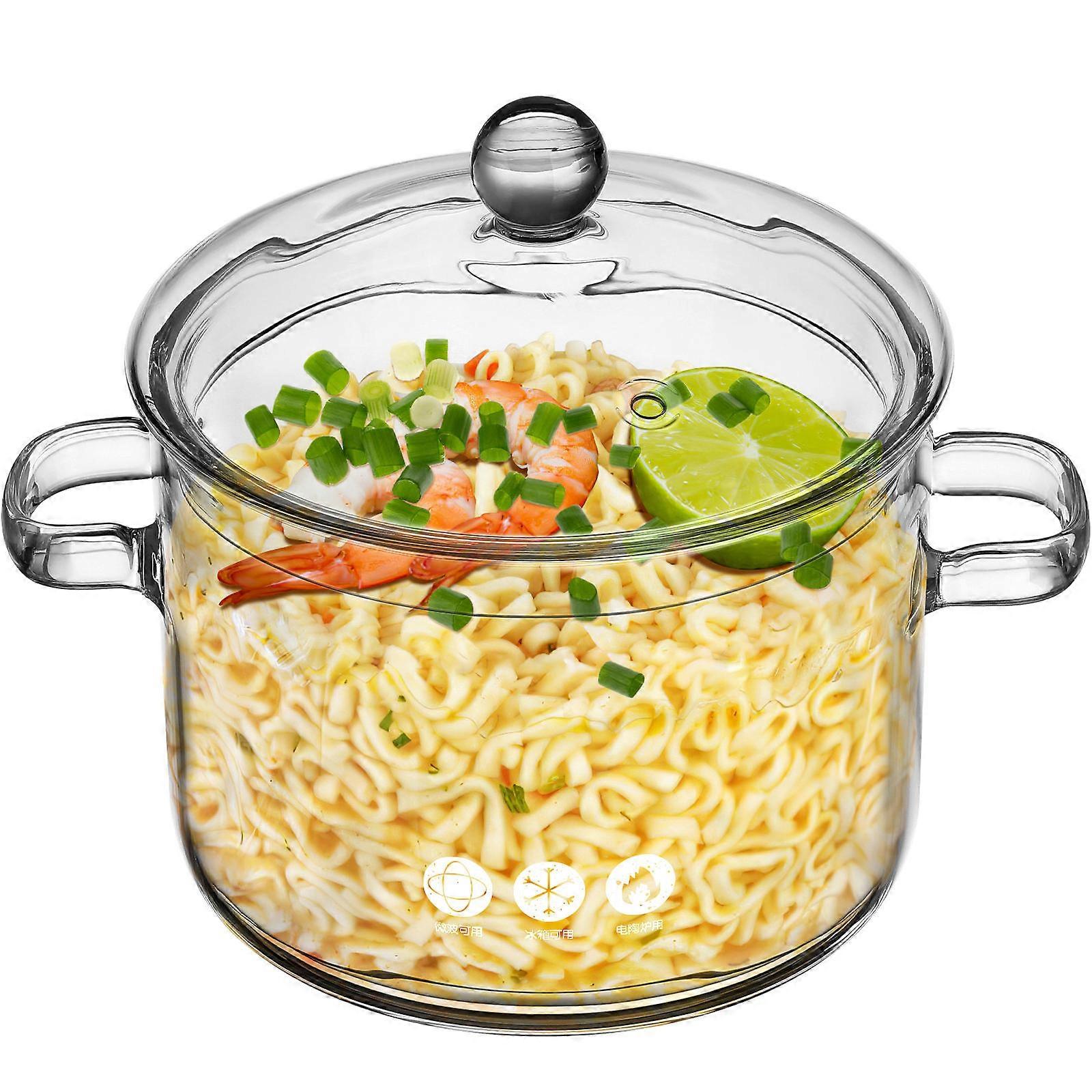High Borosilicate Glass Soup Pot For Home Cooking 2Pcs With Practical Handles Clear Transparent Design Cooking Pot