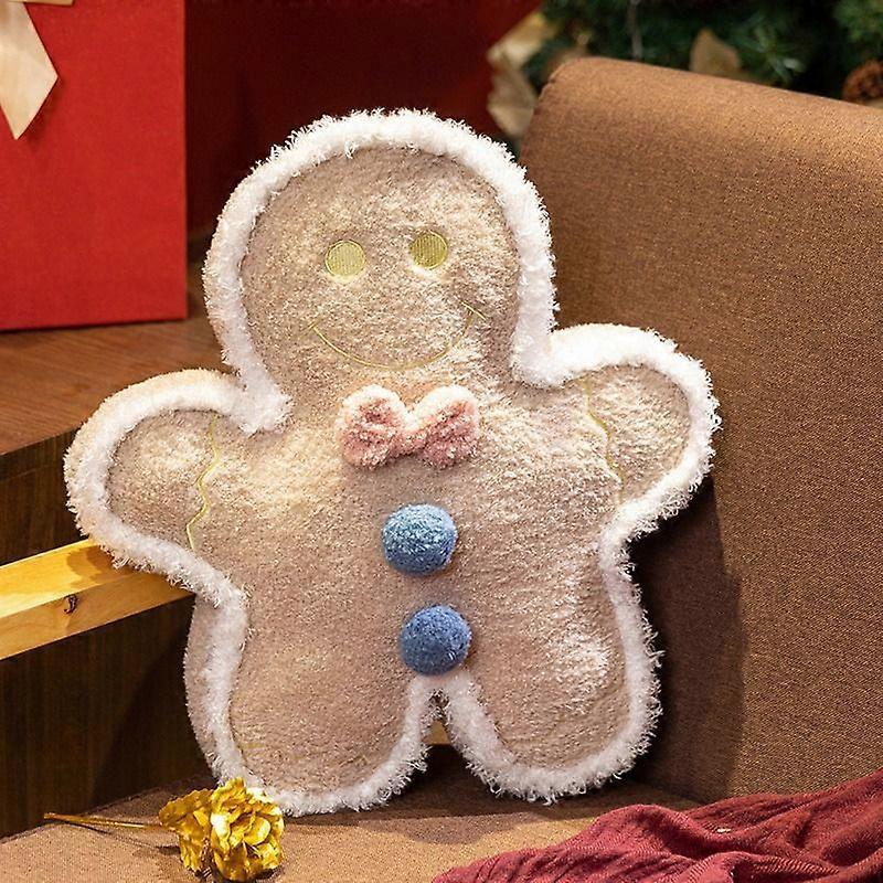 Christmas Gingerbread Man Plush Pillow Sofa Cushion Soft Comfortable Throw Pillow Holiday Decoration