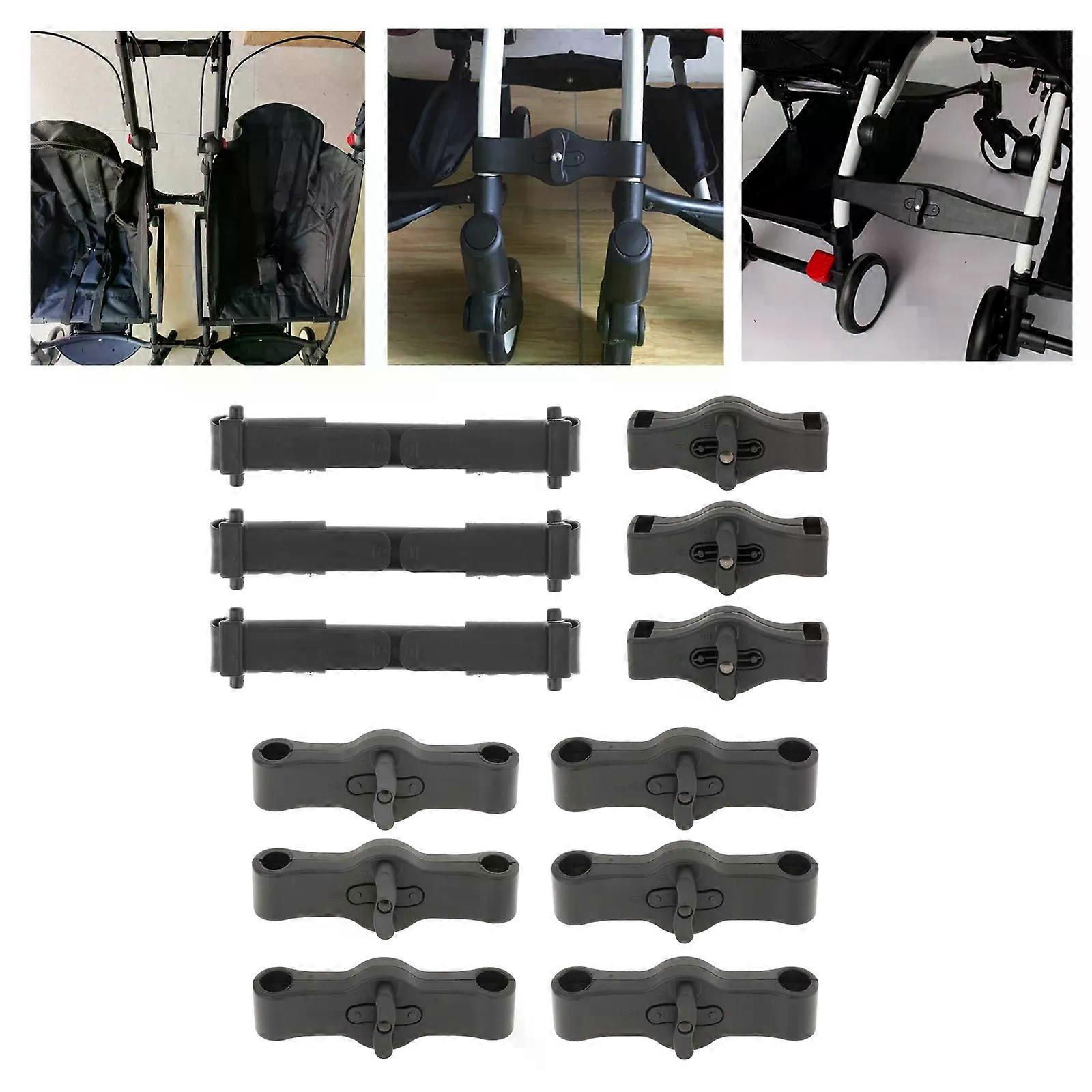 3x 2 in1 Dual Stroller Connectors Portable Adjustable Side by Side Safety Pushchair Coupler Insert for Infant Cart Replace Part