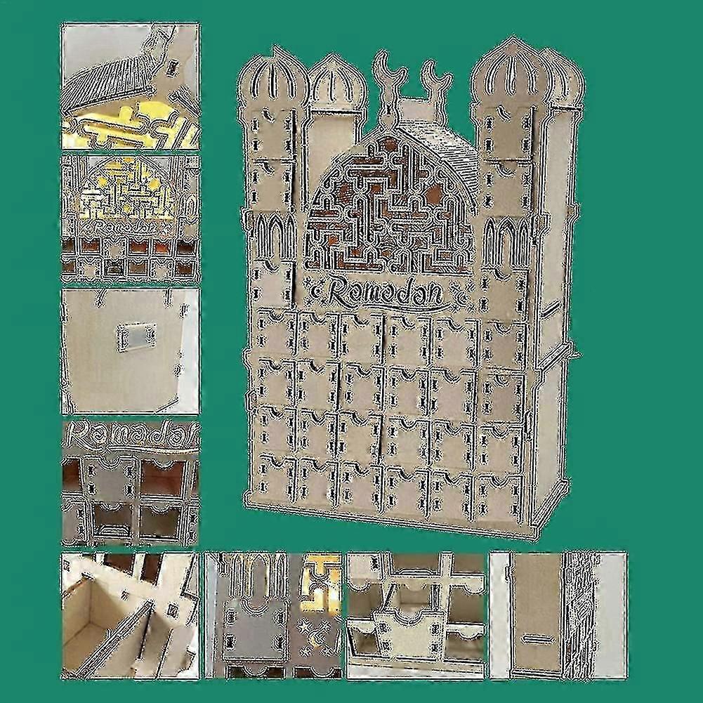 Ramadan Advent Calendar, Wooden Reusable Advent Calendar 30 Drawers, Eid Mubarak Decoration, R