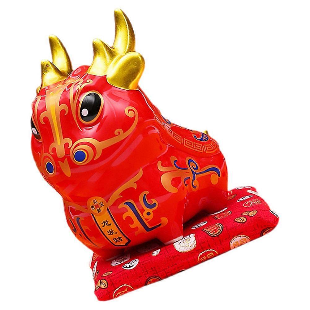 Dragon Shape Ceramic Piggy Bank for Storage 2Pcs Red Coin Bank