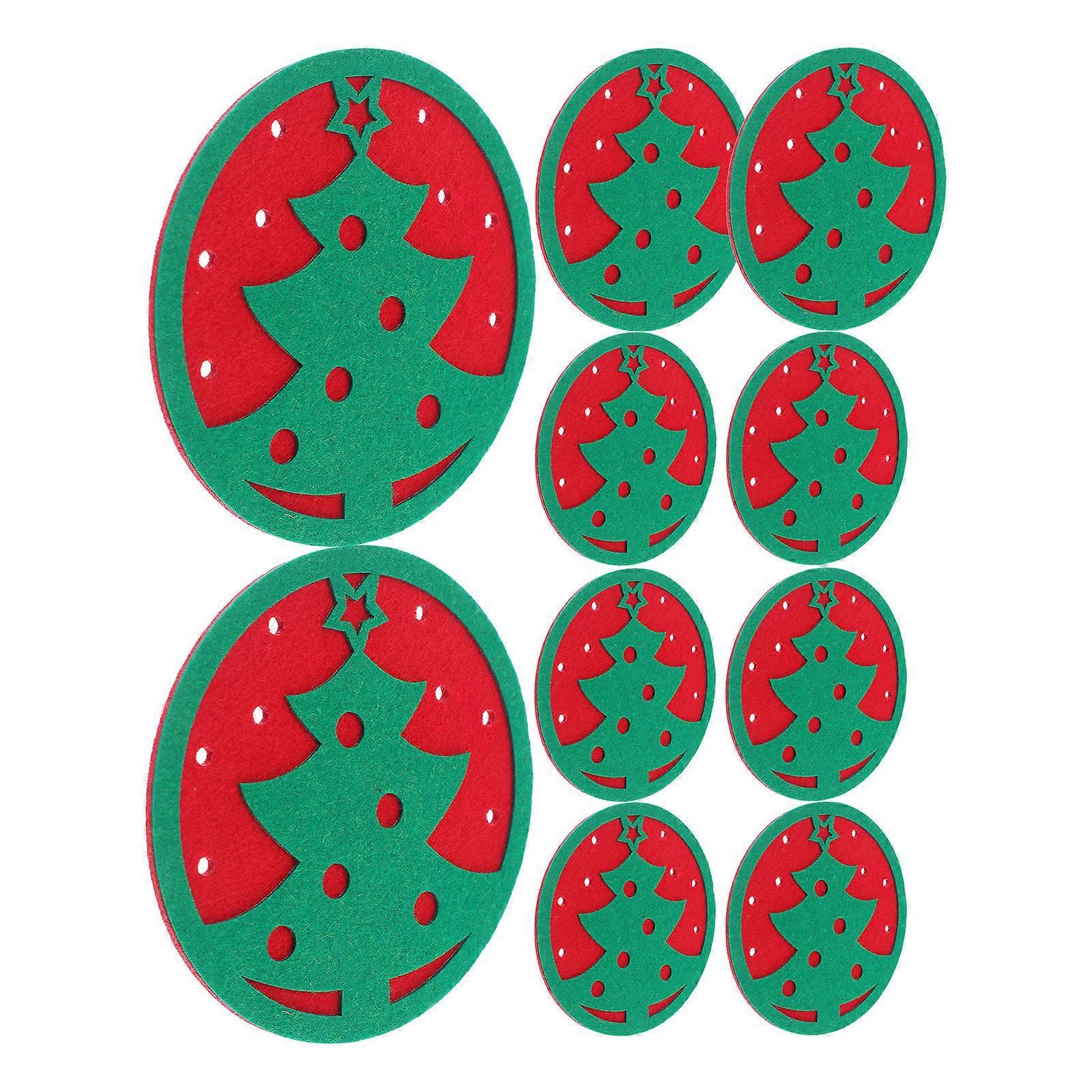 Felt Xmas Tree Coasters for Heat Resistant Use with 60Pcs Cup Mats