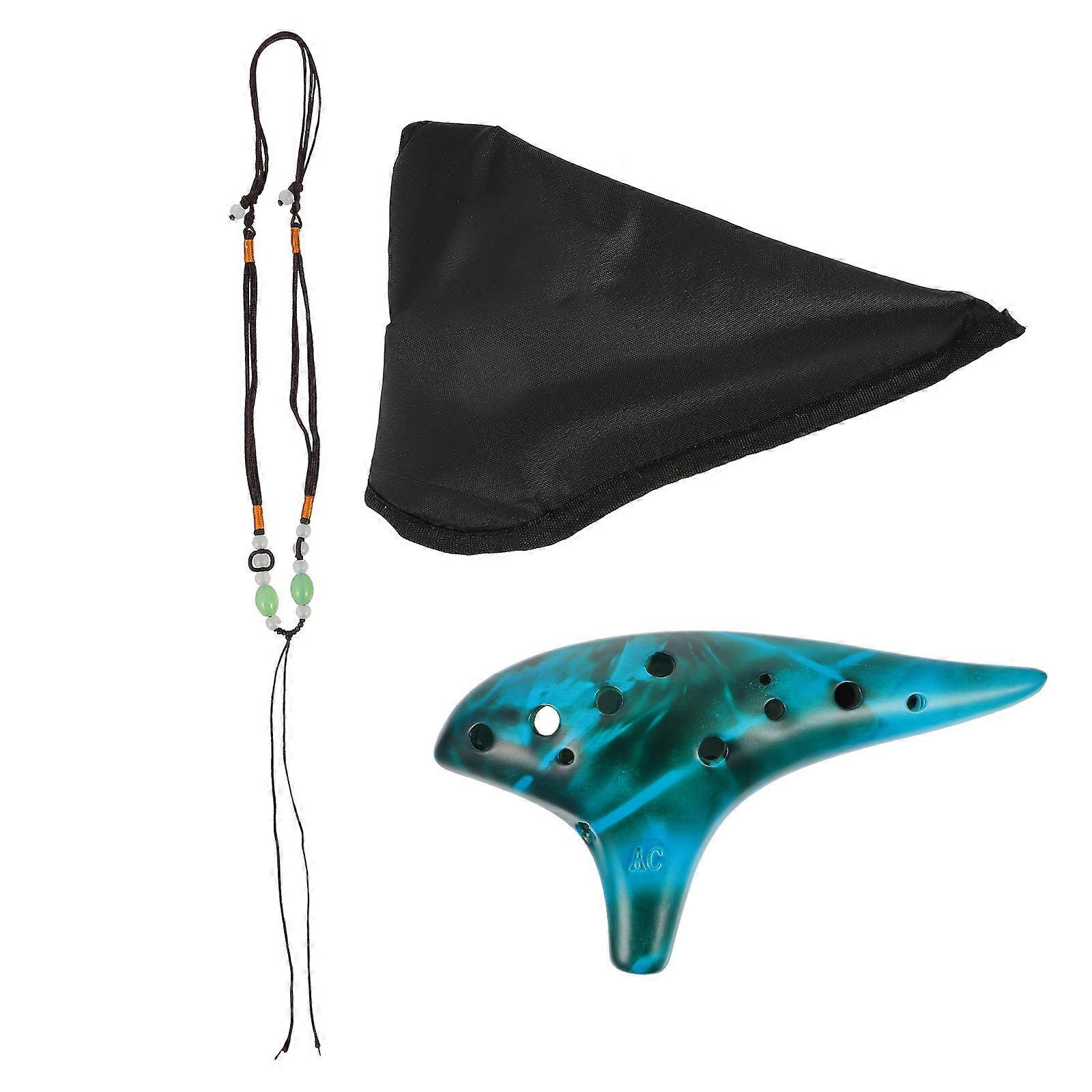 Alto C Ocarina Music Instrument For Beginner Professional Performer 19X10.5X4.5CM Ergonomic Design Blue 1Set