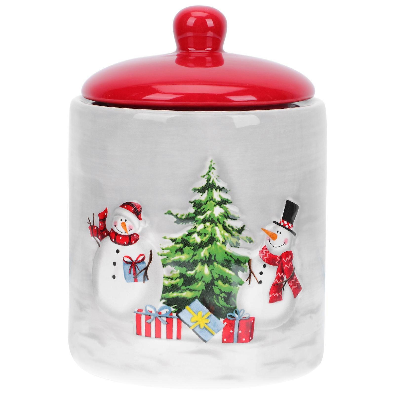 Decorative Storage Jar Storage 3Pcs Christmas Snowman Pattern